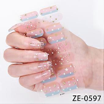 16 Pieces 3D Green Onion Powder Nail Polish Film, Hot Stamping Adhesive Nail Stickers for Personal Use and Gifts