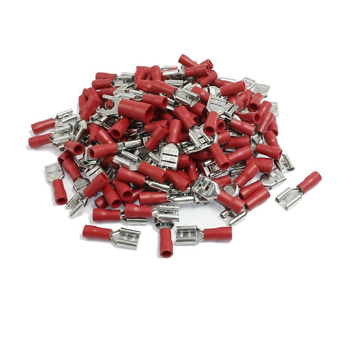 200 Pcs Red 7.4mm Spade Width Pre-Insulated Crimp Terminals Connectors for Electrical Wiring and Automotive Use