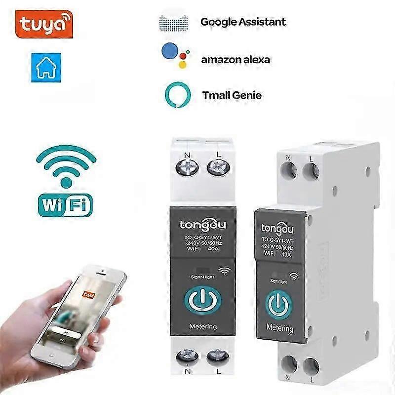 TUYA With Metering WIFI Smart Circuit Breaker 1P 63A Rail DIN For Smart Home Wireless Remote Control Switch By Smart Life APP