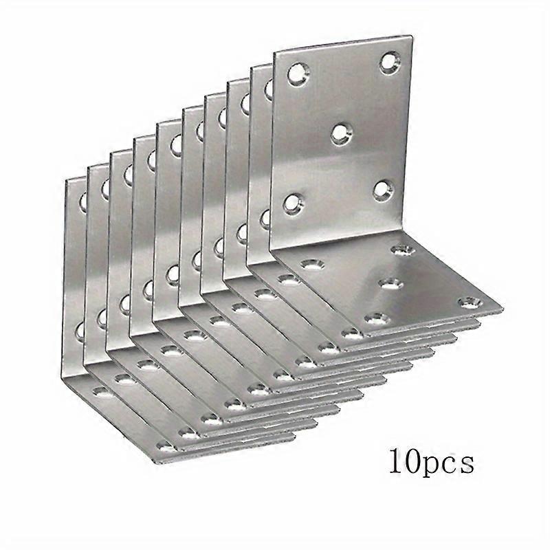 10Pcs L Type Corner Brackets Corner Braces Thick Stainless Steel Corner Code 90 Degree Shelf Bracket Furniture Link Code