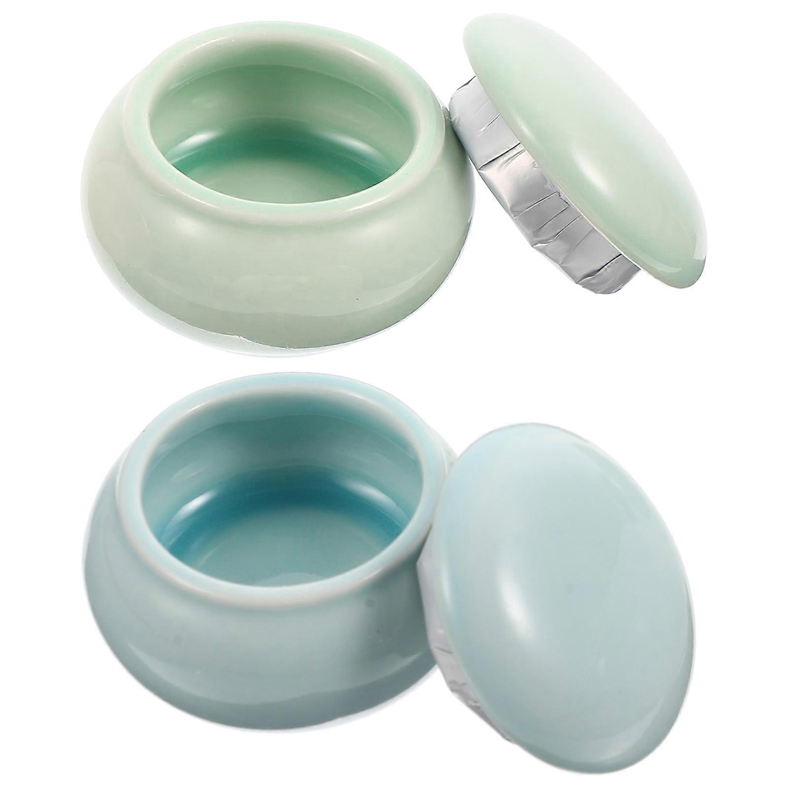 Mini Ceramic Storage Jars for Lip Cream with Chic Flower Pattern 6Pcs