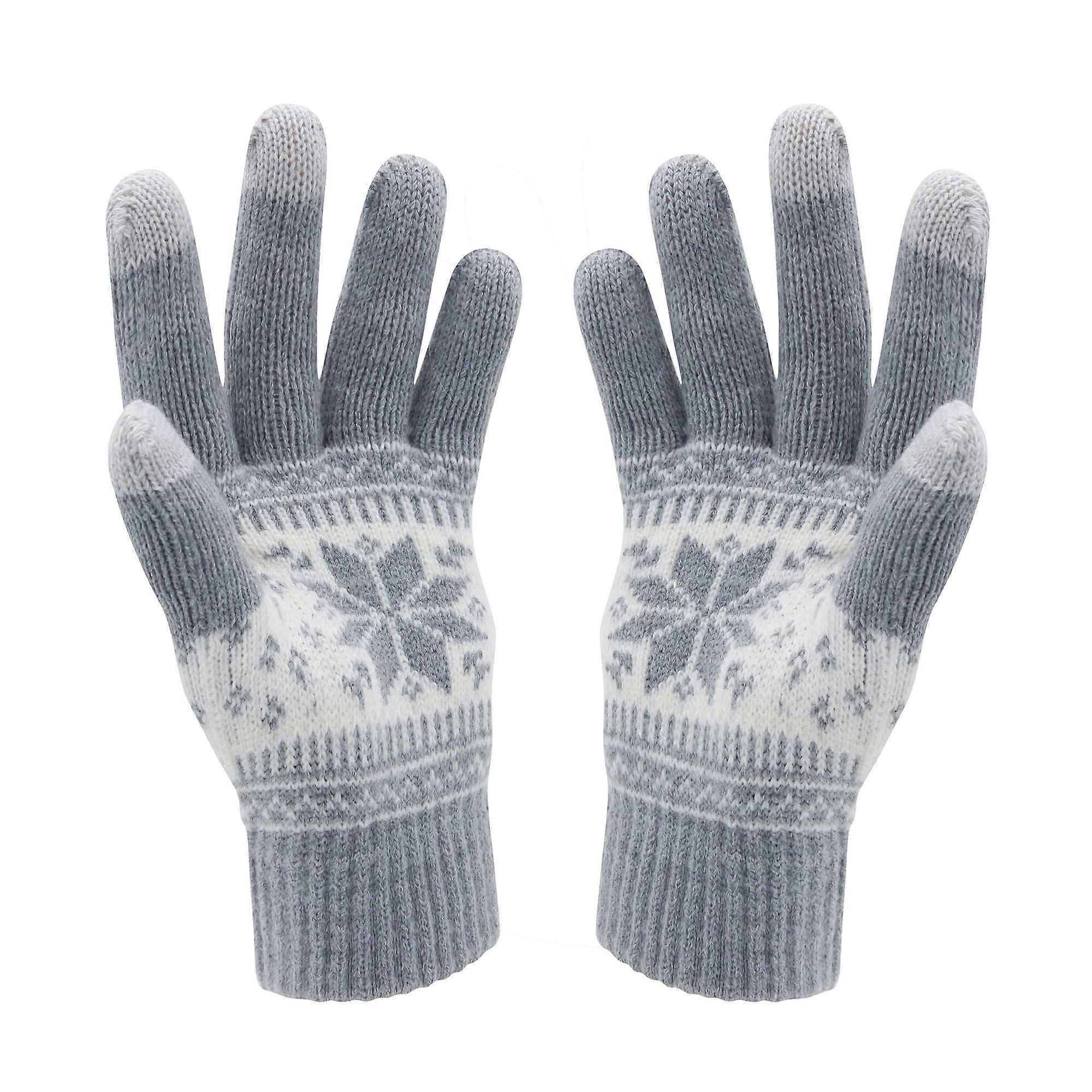 Winter Touch Screen Gloves with Snowflake Print - Warm Thermal Gloves for Men & Women, Anti-Slip Texting Gloves for Cold Weather