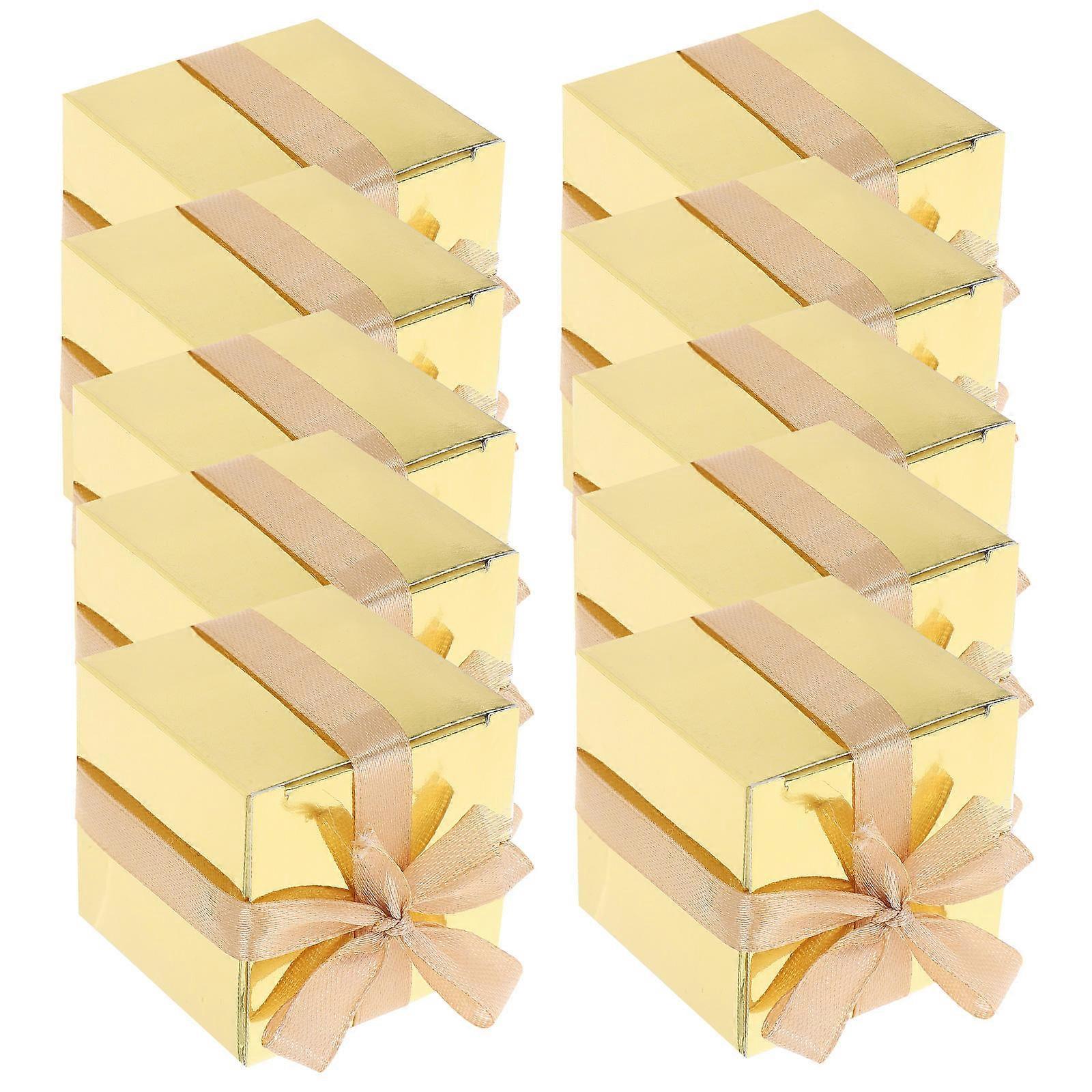 Golden Square Candy Boxes for Weddings and Parties Made of Paper and Polyester Used for 50Pcs Storage