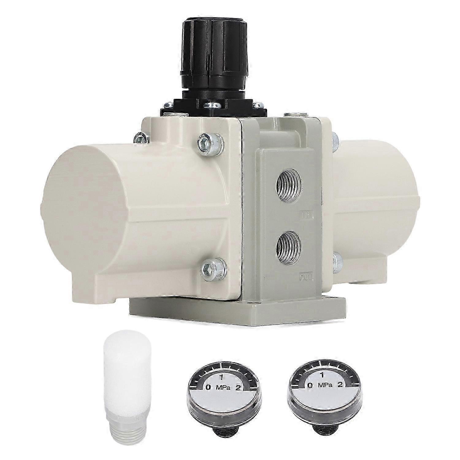 Pneumatic Boost Valve with Gauge and Muffler SMC Type Compressed Air Pressure Increasing Valve