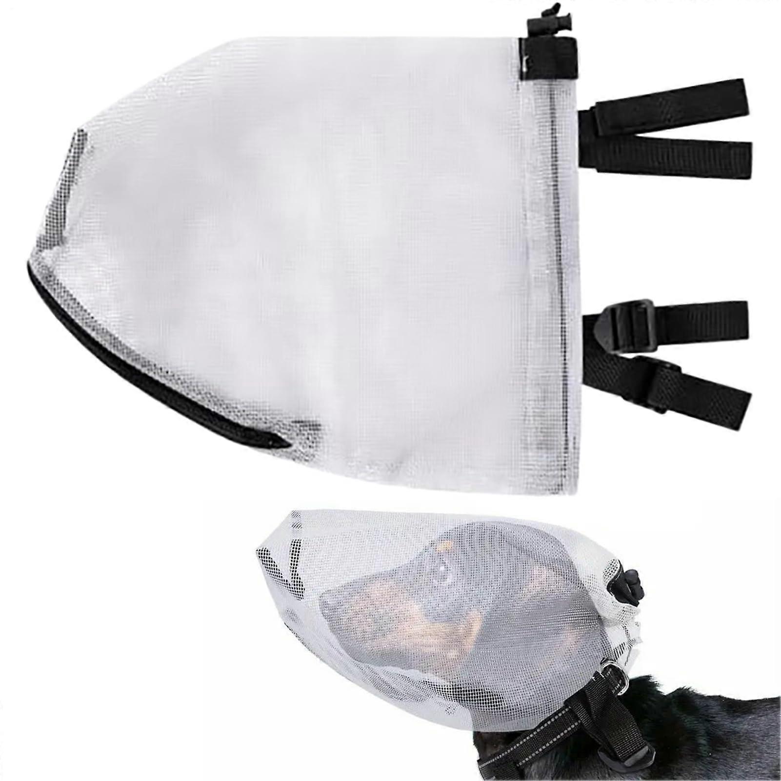 Dog Face Cover Mesh Protector 11.81 x 8.27 x 7.87 In Zippered Design Breathable Net Head Safety For Dachshunds
