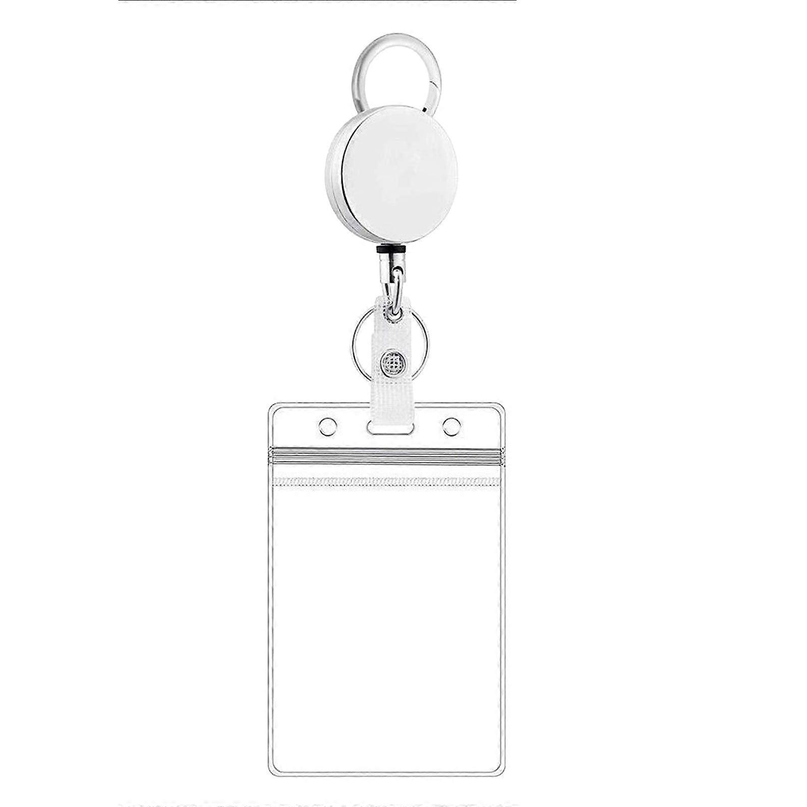 Metal Retractable Badge Reels With ID Badge Holders Heavy Duty Keycard Holder With Key Chain