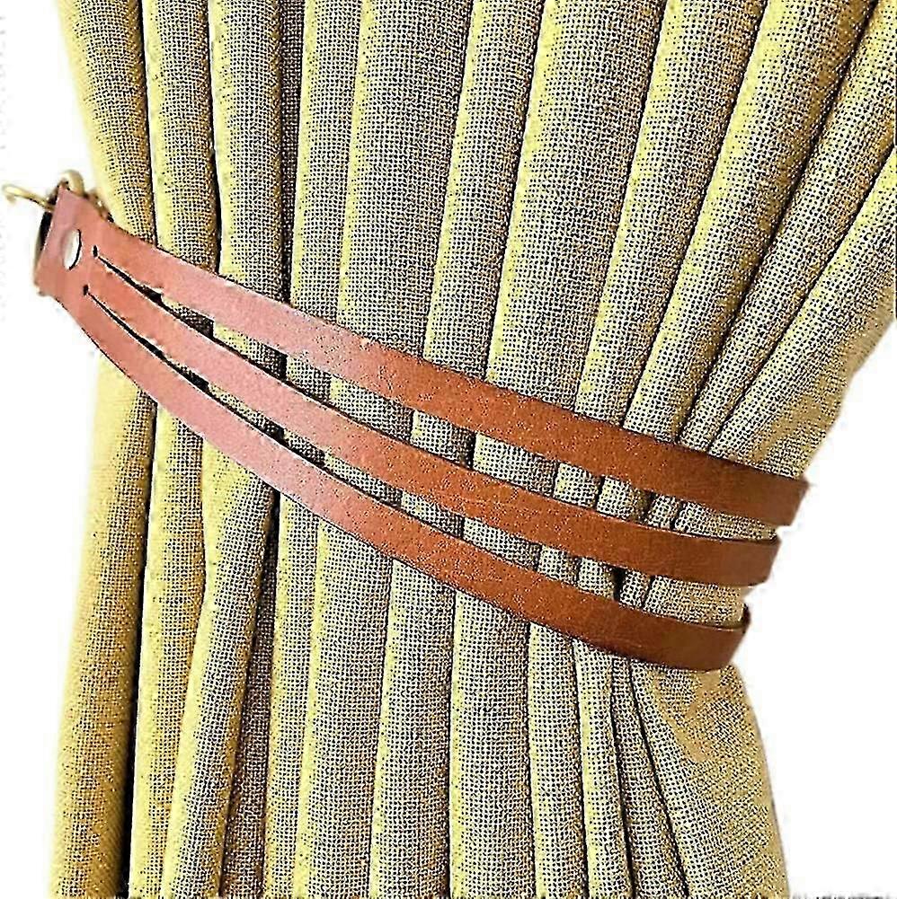 レザーカーテンタイバック、2個カーテンロッドホルダー、太いロープ、装飾ネクタイ、カーテンバックルの装飾