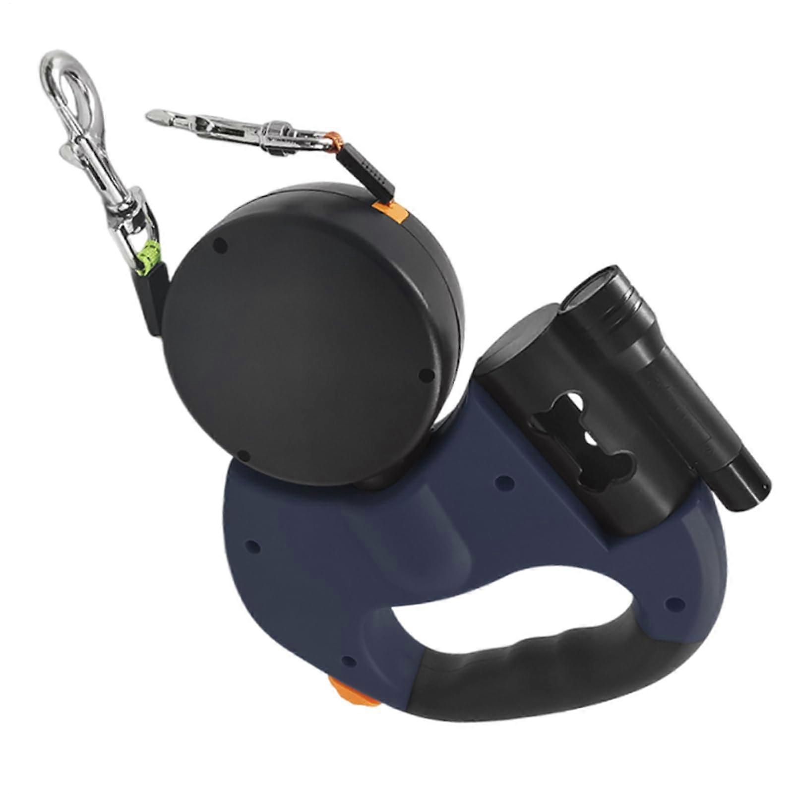 Long Leashes for Dogs | Retractable Leash With LED Light | AntiPull Leash With Locking Button For Night Walking, Blue