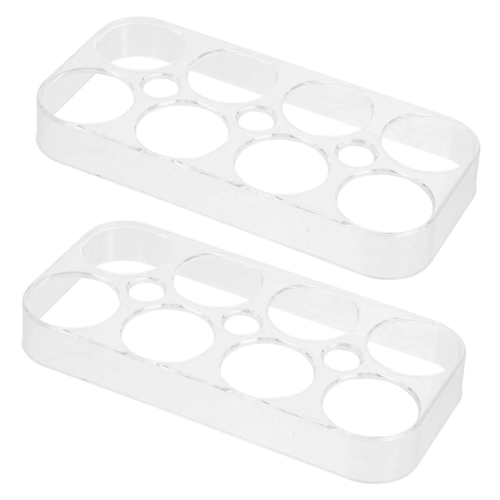 2pcs Egg Storage Container Plastic Egg Rack Fridge Holder Collapsible Storage Box White 17.50X8.50X2.00CM Foldable Box
