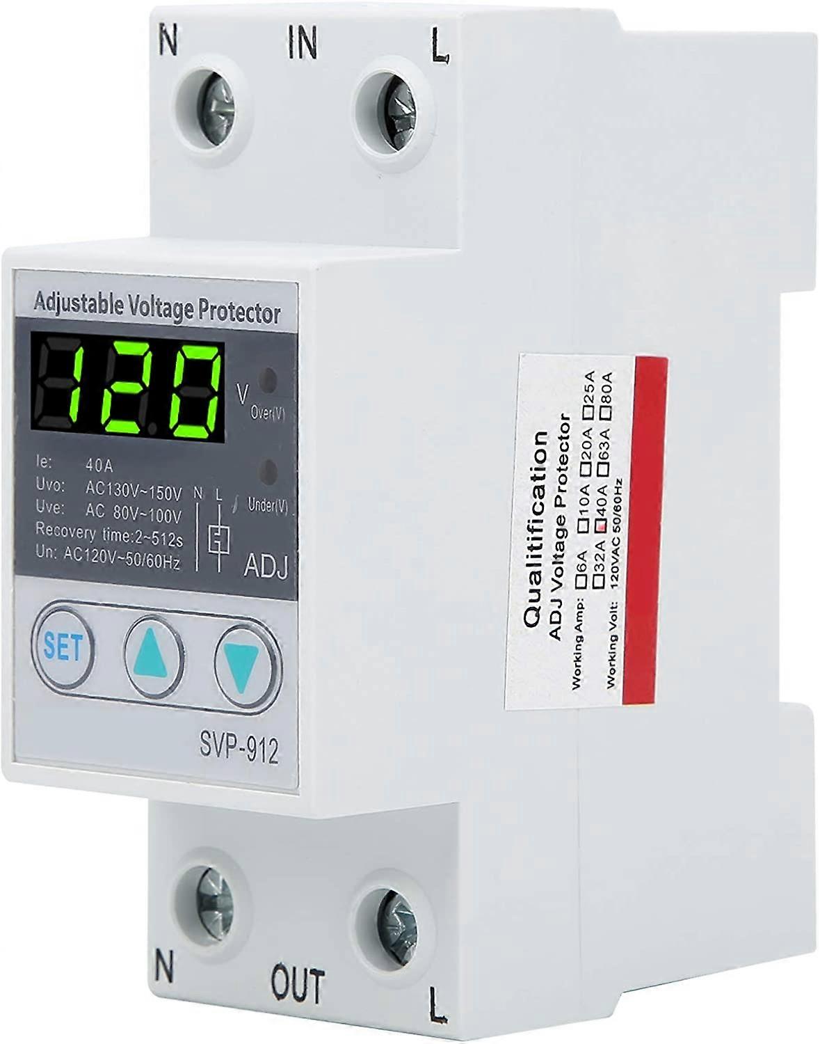 Voltage Protector Relay, SVP-912 120VAC Self‑Recovery Voltage Protector Under Voltage Relay Automatic Reset Protection