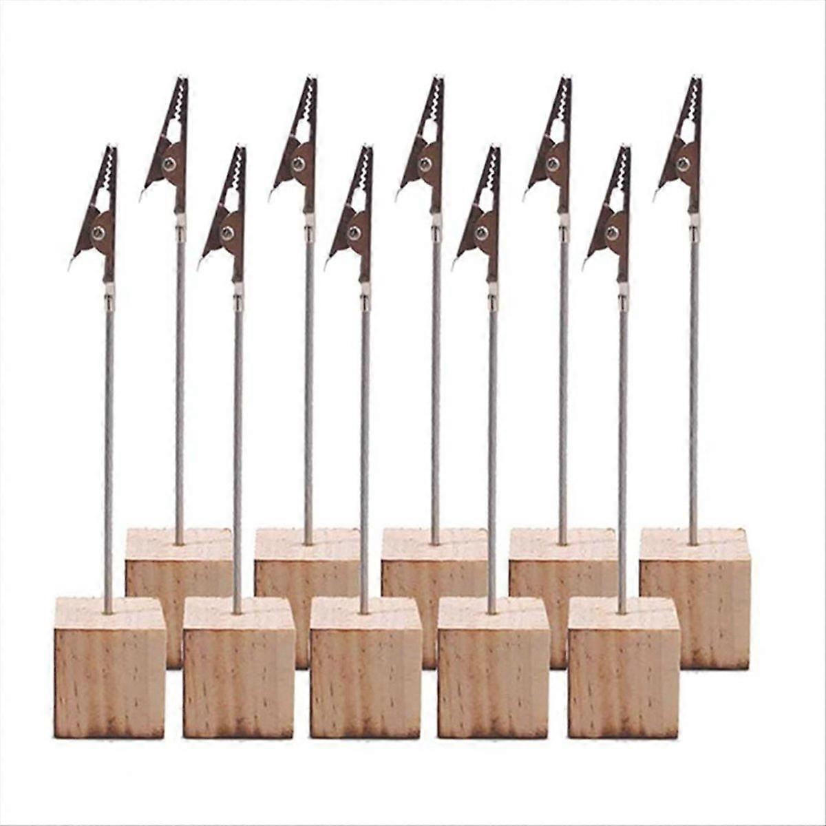 10 PCS Memo Holder Pine Base Message Clip Vertical Note Holder