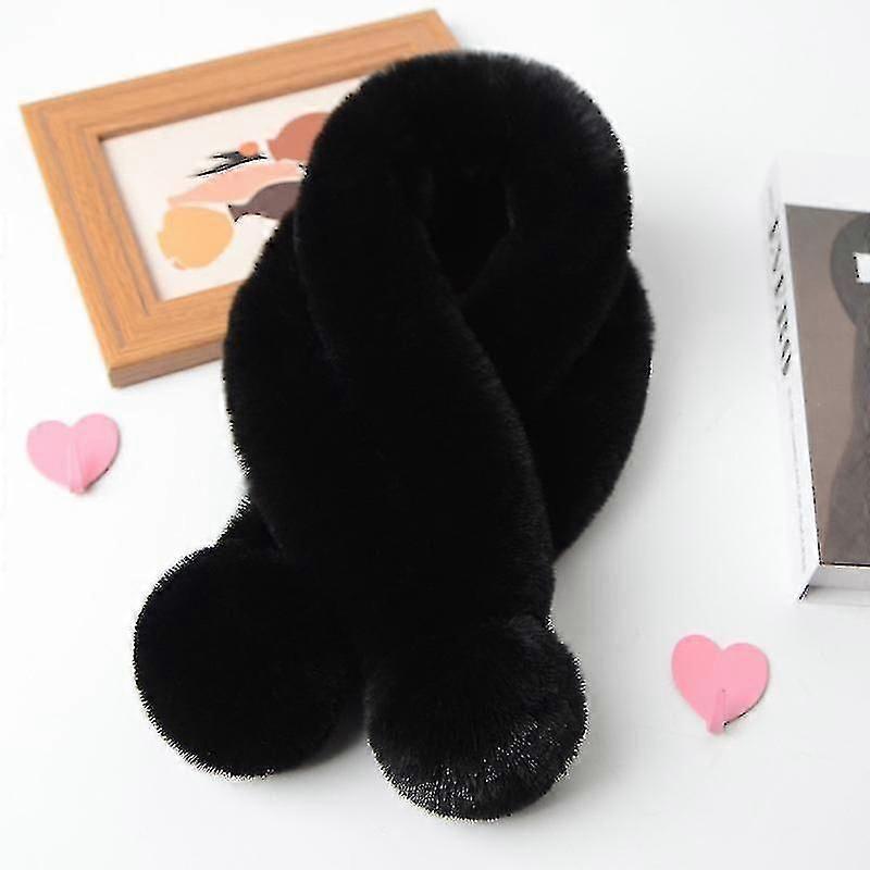 Unisex Winter Fur Collar Scarf With Pom Soft Fluffy