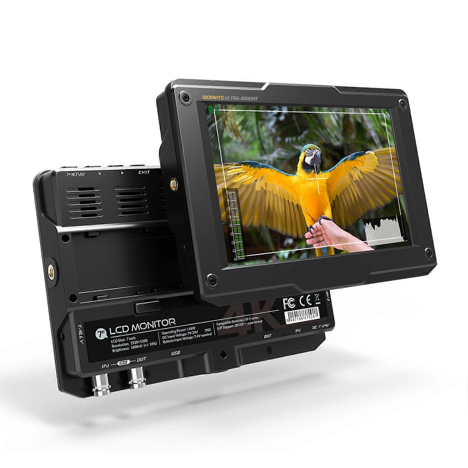 LILLIPUT H7S 7 Inch 4K Ultra Brightness On-Camera Monitor with Full HD Resolution 1800nit Sunlight Viewable 4K-HDMI &amp; 3G-SDI Input Output Support