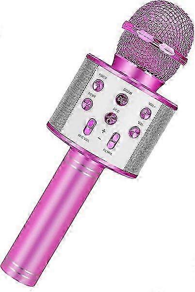 Rose gold Bluetooth Karaoke microphone with voice modulation and echo effect