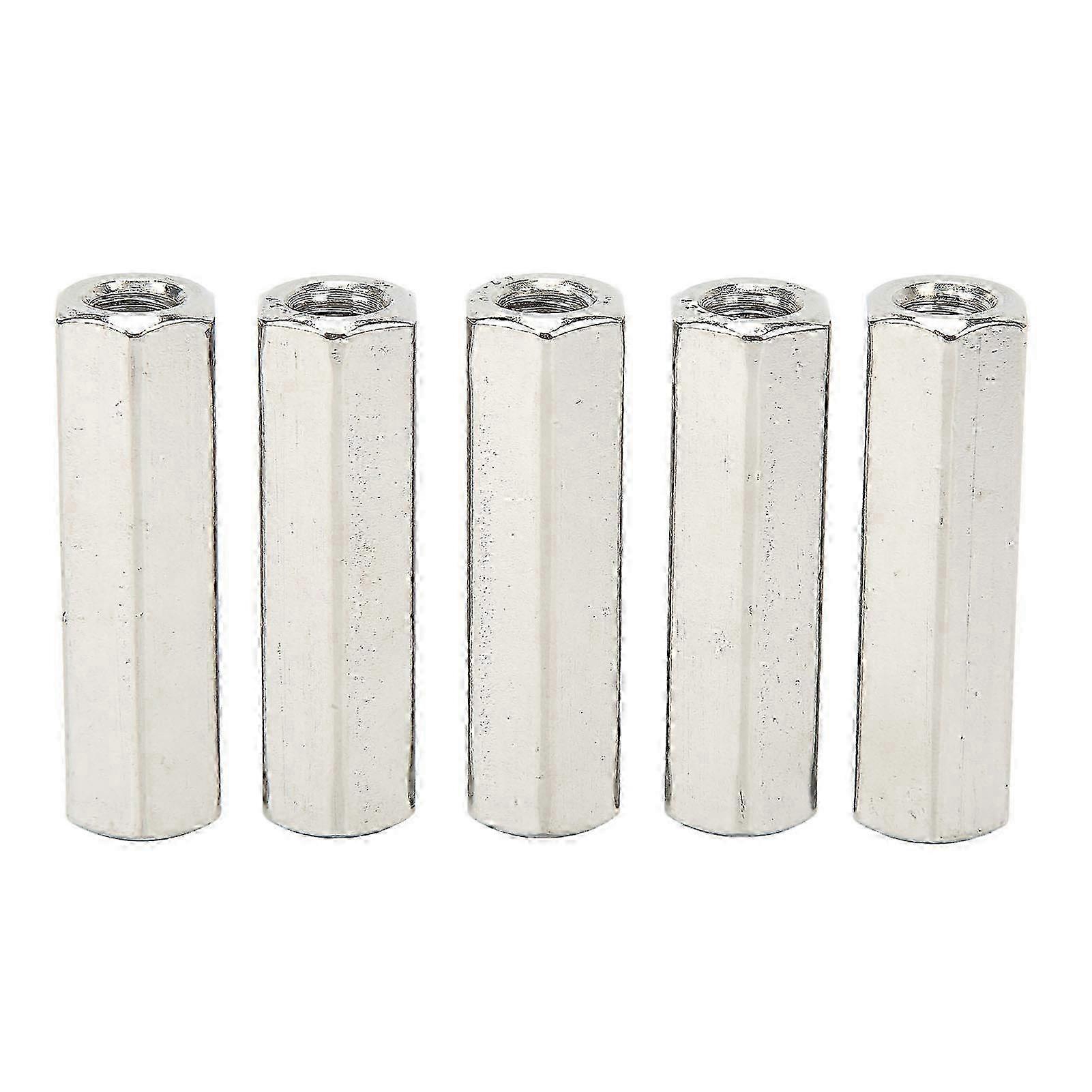 5Pcs Silver M10 Hex Coupling Nut Rustproof 6 Sides Stainless Steel Coupling Nut Kit for Maintenance