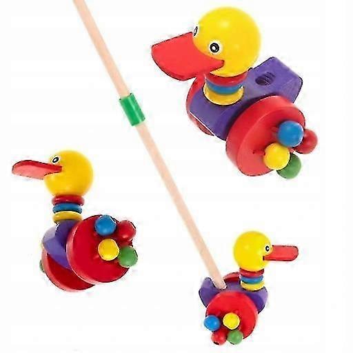 Pushing On A Stick, Wooden Pushing Duck Push