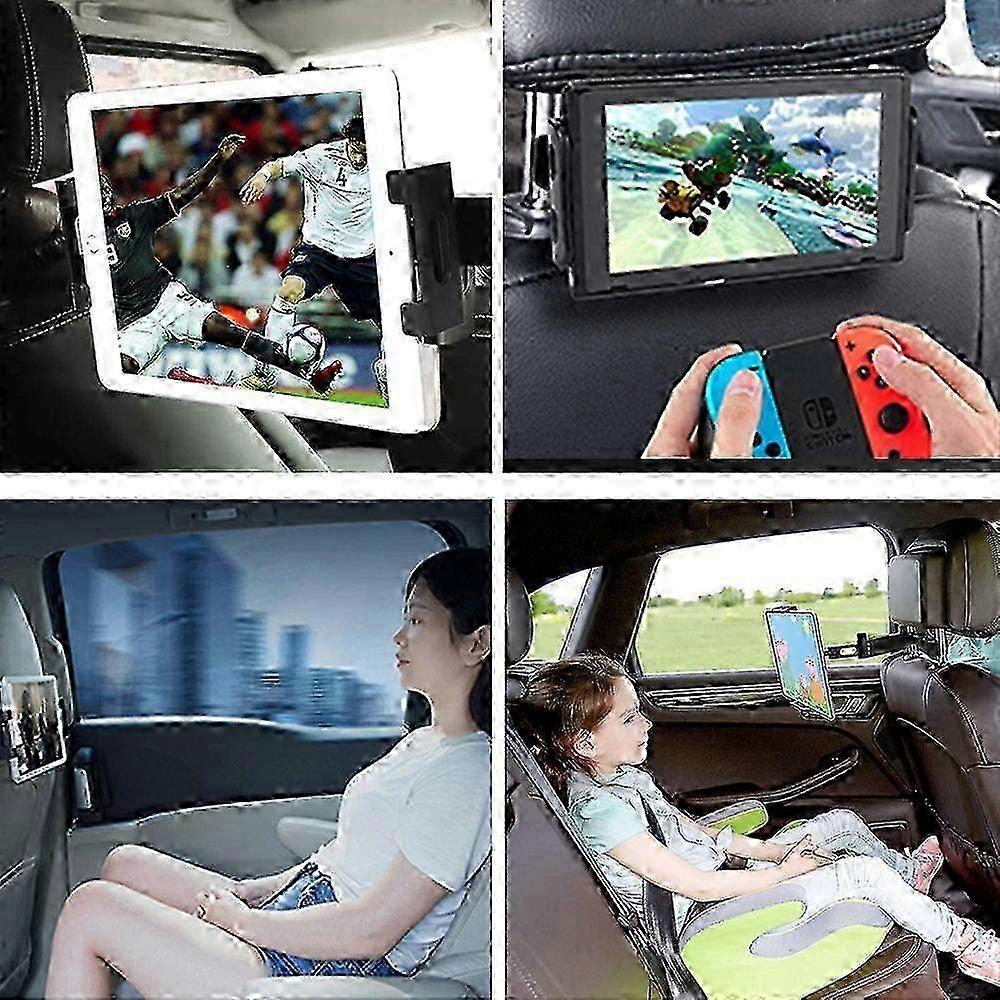 Travel Tech Essential: Car Headrest Mount With Spring Loaded Grip For Safe Device Holding