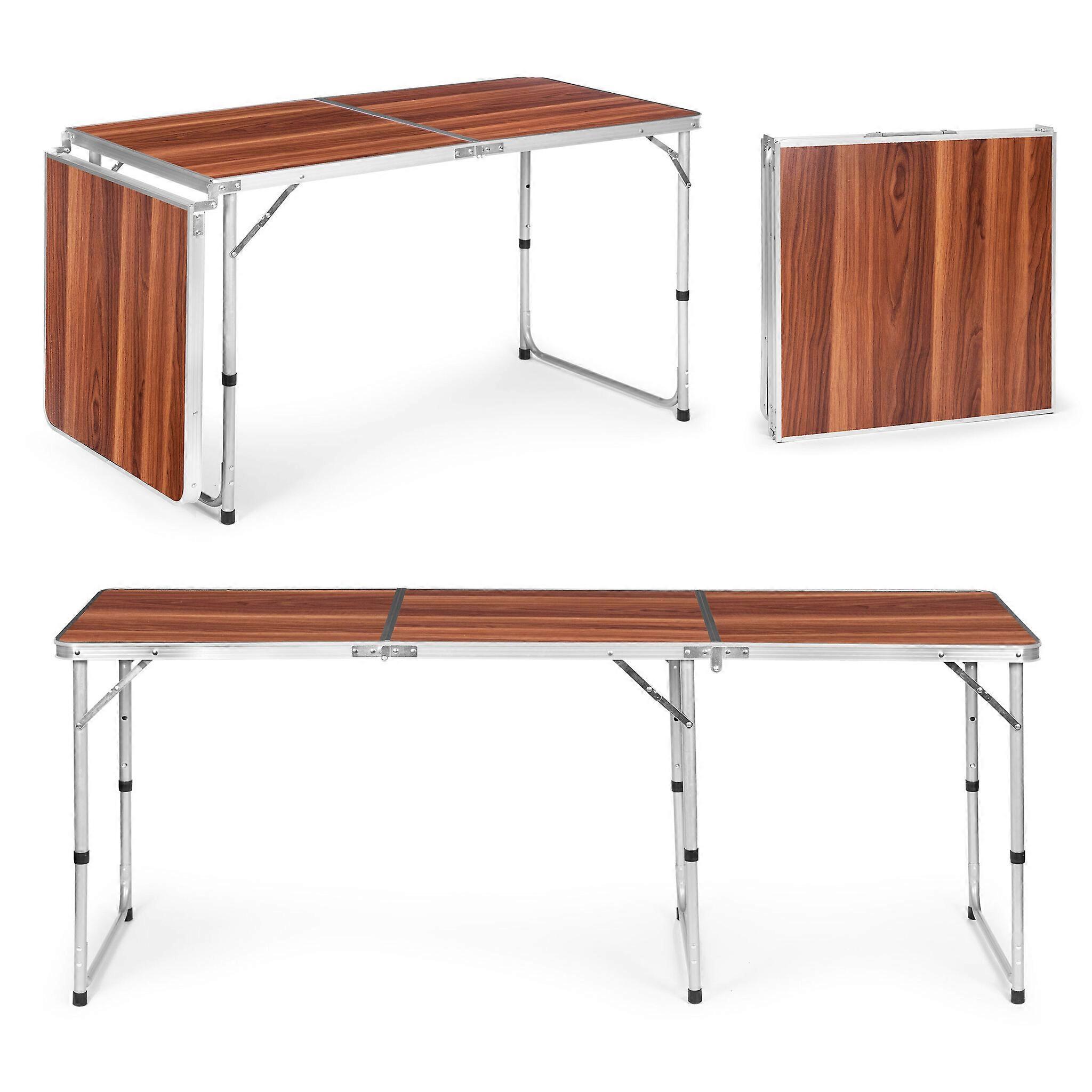 Foldable camping table - 180x60 cm - adjustable height - lightweight