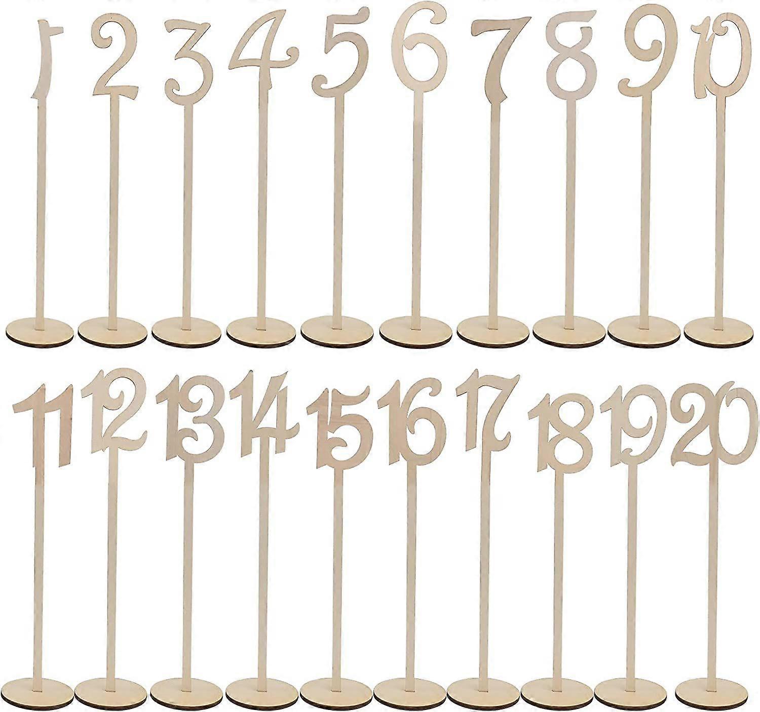 Table Numbers  Wood Table Numbers 1-20 with Holder Base for Wedding Party Table Decoration