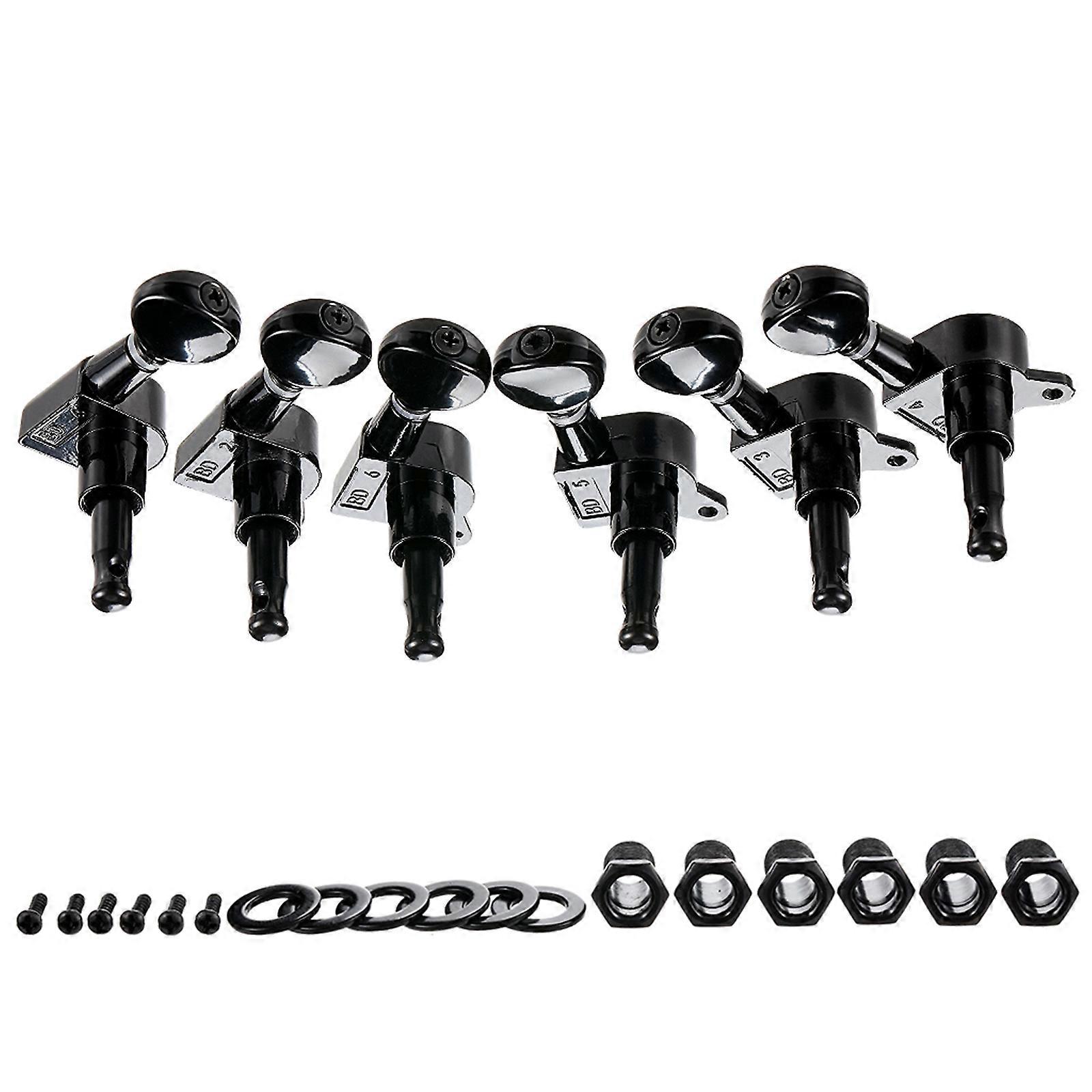 Pack of 6 Left Hand Guitar Tuning Machines Heavy Type Metal Construction Suitable for Standard 10mm Peg Hole Replacement Multicolor