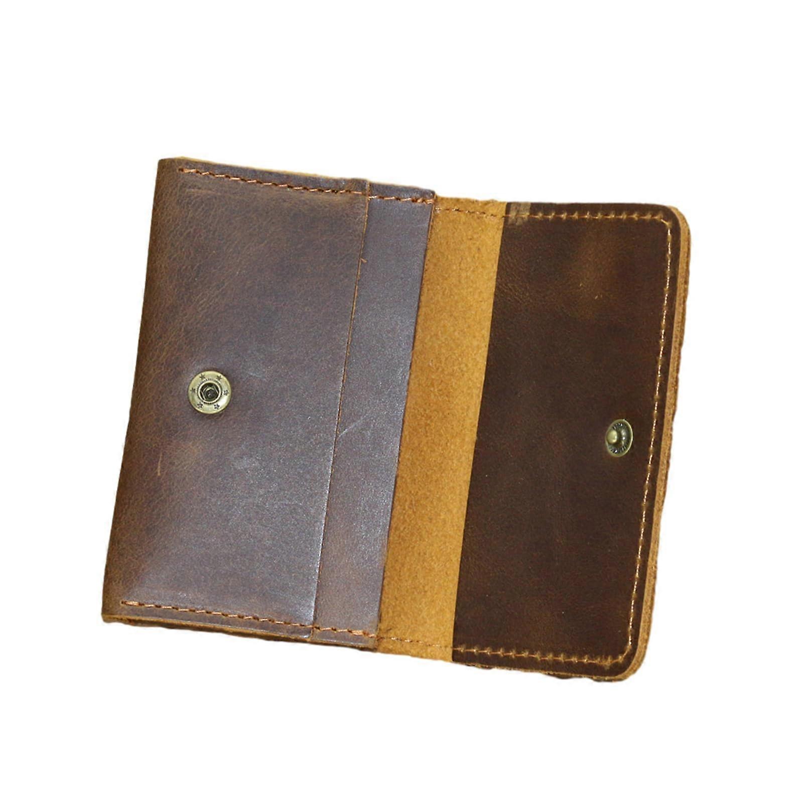 Retro Leather Card Holder Short Wallet with Coin Pocket for Men PU Compact Design