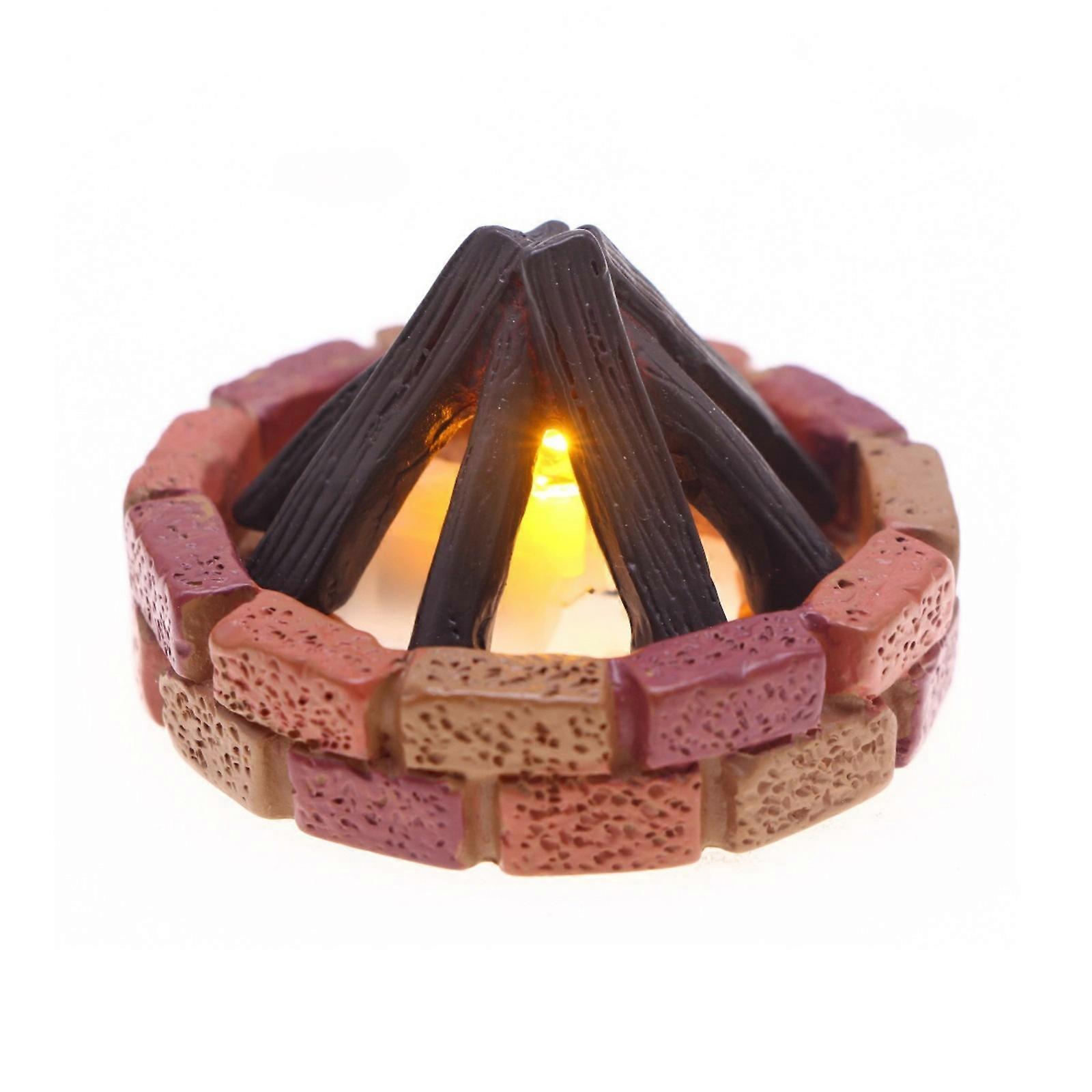 Battery Operated Miniature Campfire Realistic Flickering LED Light 1/12 Scale Model Multicolor