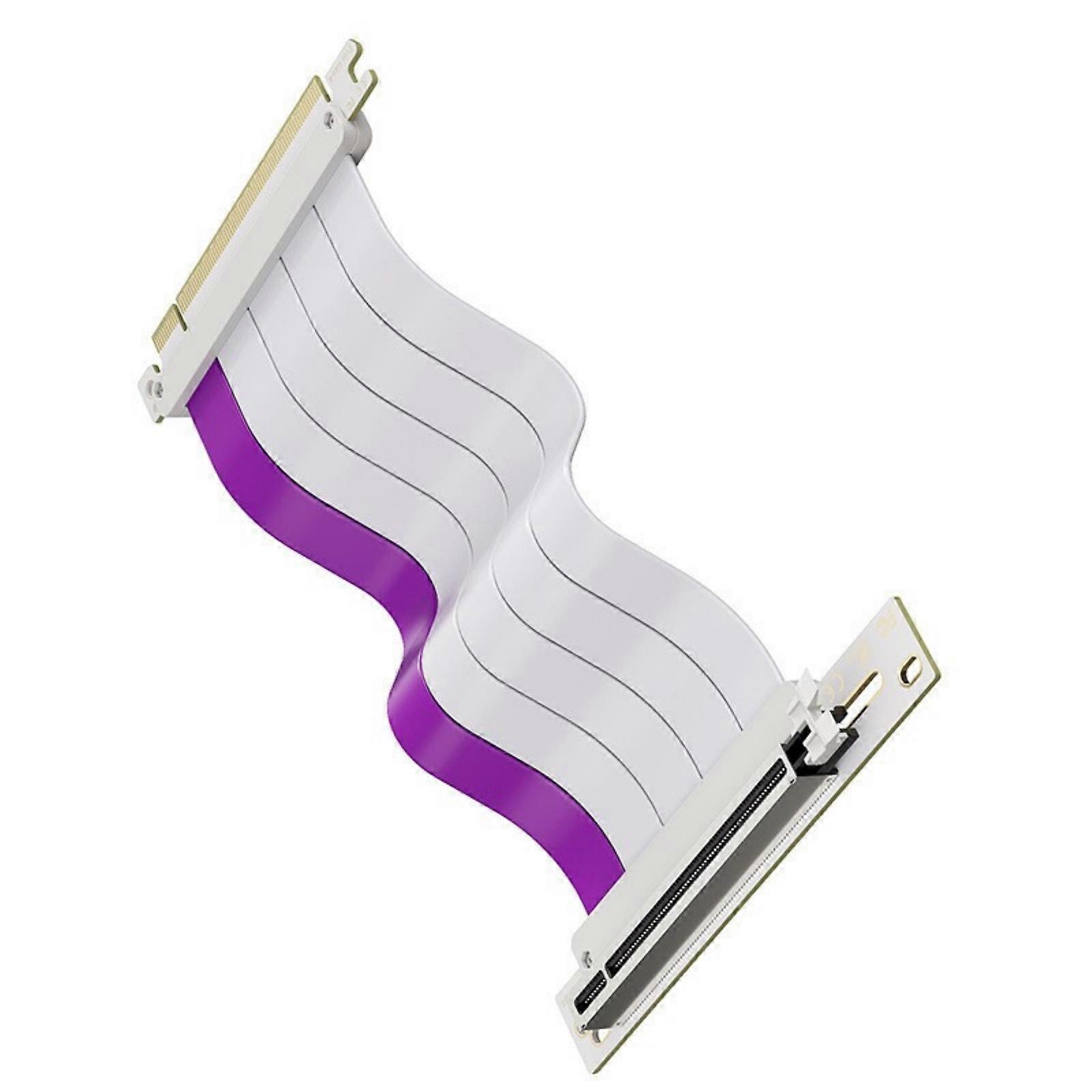 PCIE4.0 X16 Extension Cable 90 Degree Angled GPU Card Extender Line for Desktop Graphics Card Easy Installation  White