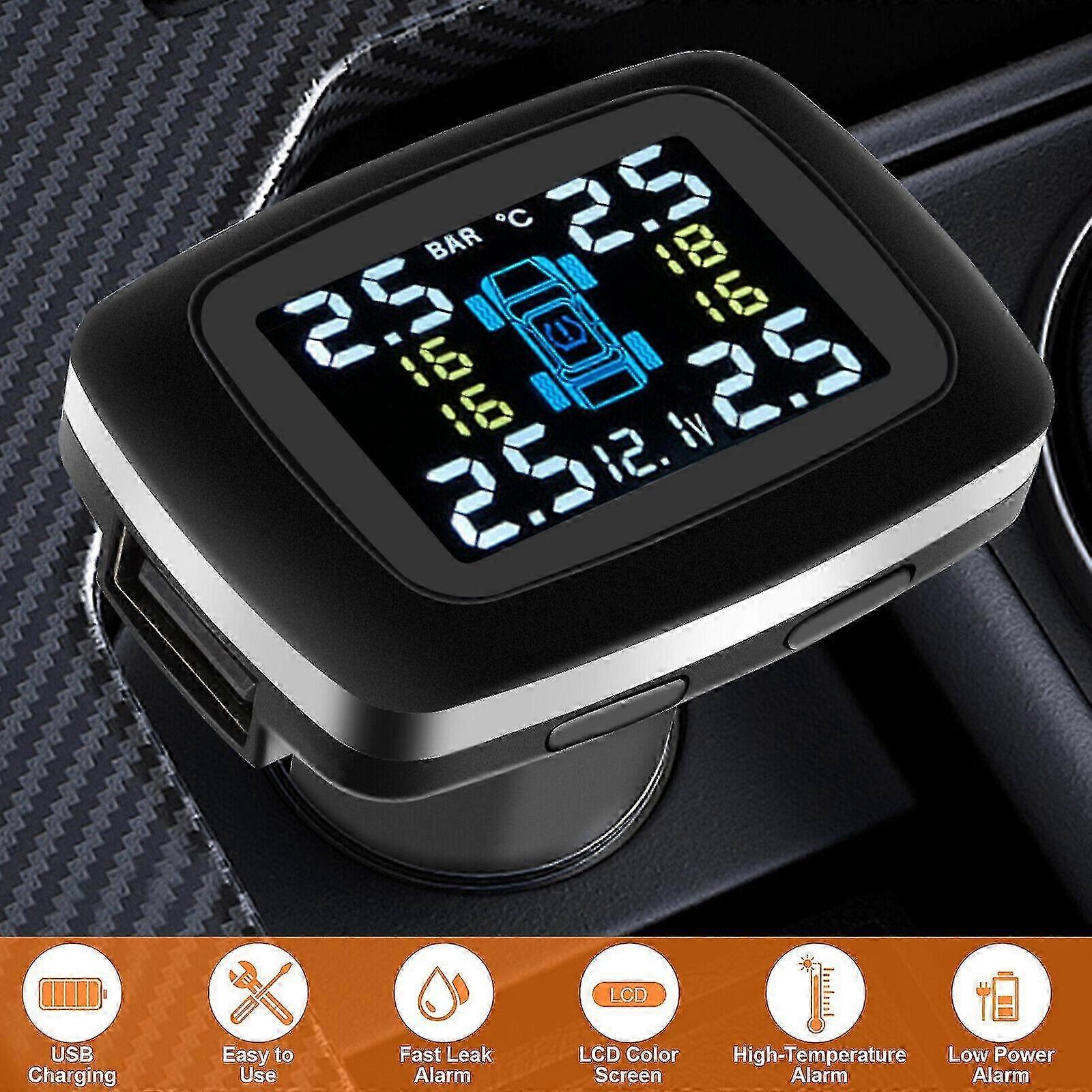 TPMS Car LCD Wireless Tire Pressure Monitoring System With 4 External Sensors
