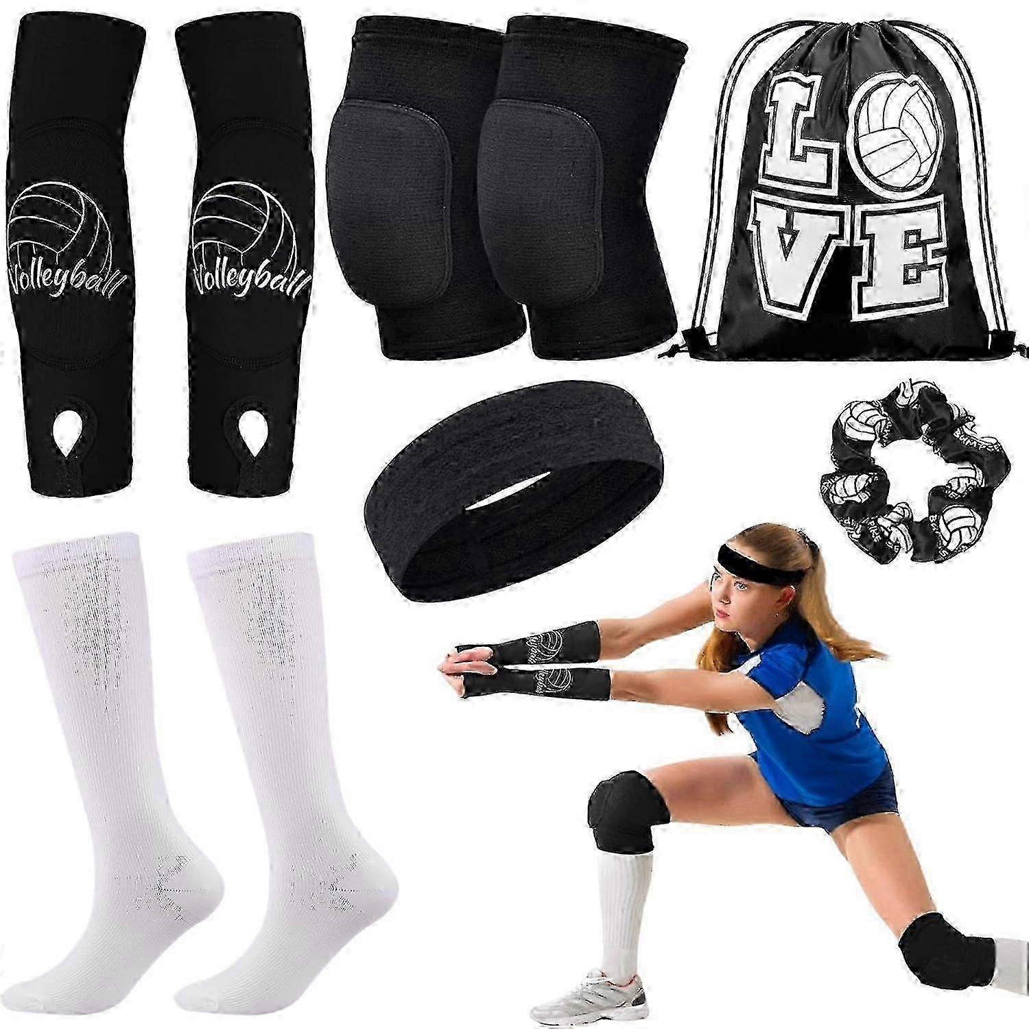 6 Pcs Βόλεϊ Knee Pads Βόλεϊ Αξεσουάρ Σετ Βόλεϊ Μανίκια βραχιόνων με Thumbhol