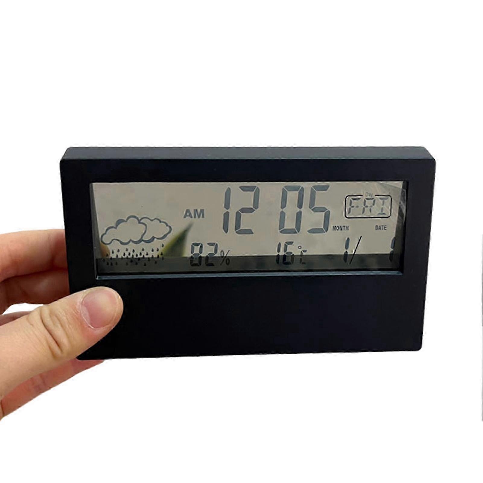 LED Digital Multi-Function Thermometer Hygrometer Station Small Table Clock for Bedroom Office Dorm Room Must-Have
