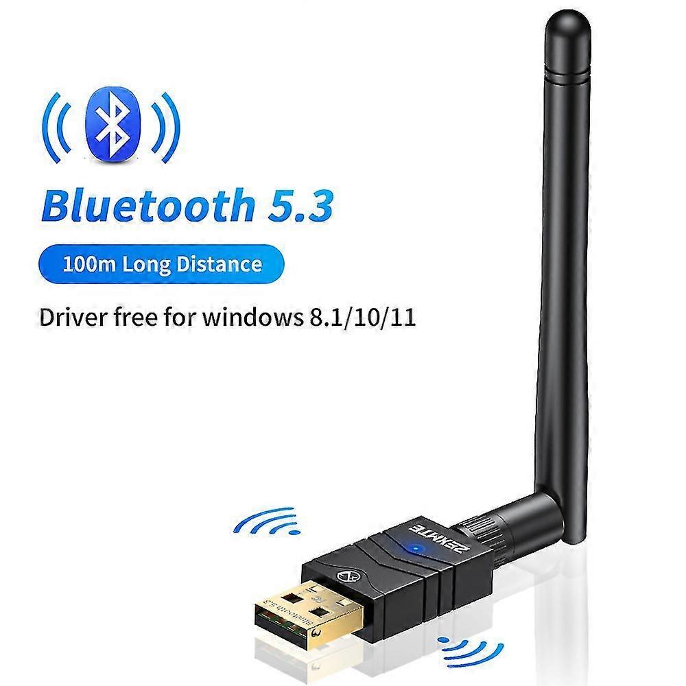 Zexmte 100m Bluetooth 5.3 Adapter Free Driver Usb Bluetooth Dongle Adaptador For Pc Windows 11/10 Mouse Keyboard Audio Receiver