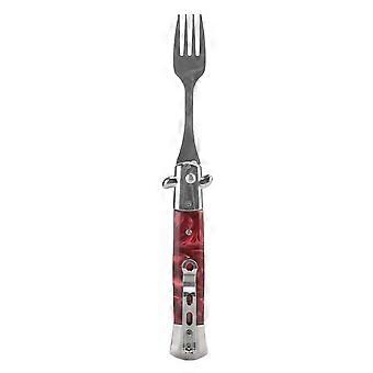 Folding Spring Camping Fork One Button Flick 304 Stainless Steel Pocket Size Automatic Spring Utensi