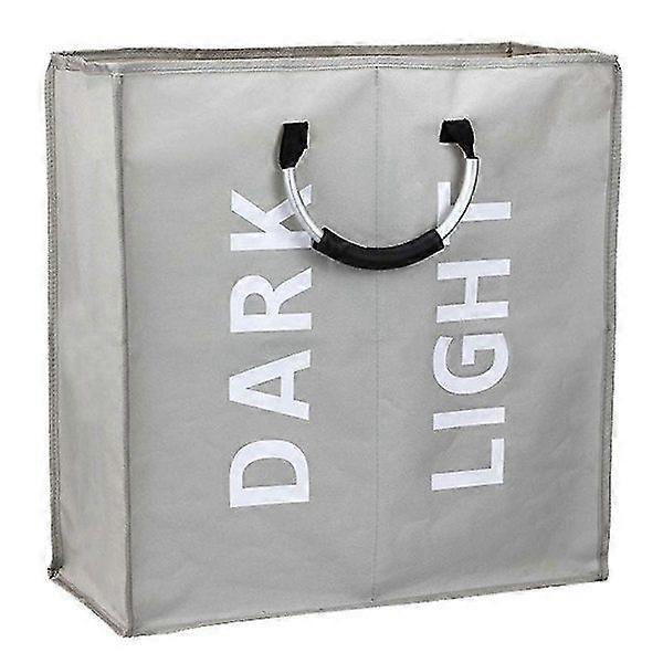 Large foldable laundry basket with 2 sections for bedroom, fabric