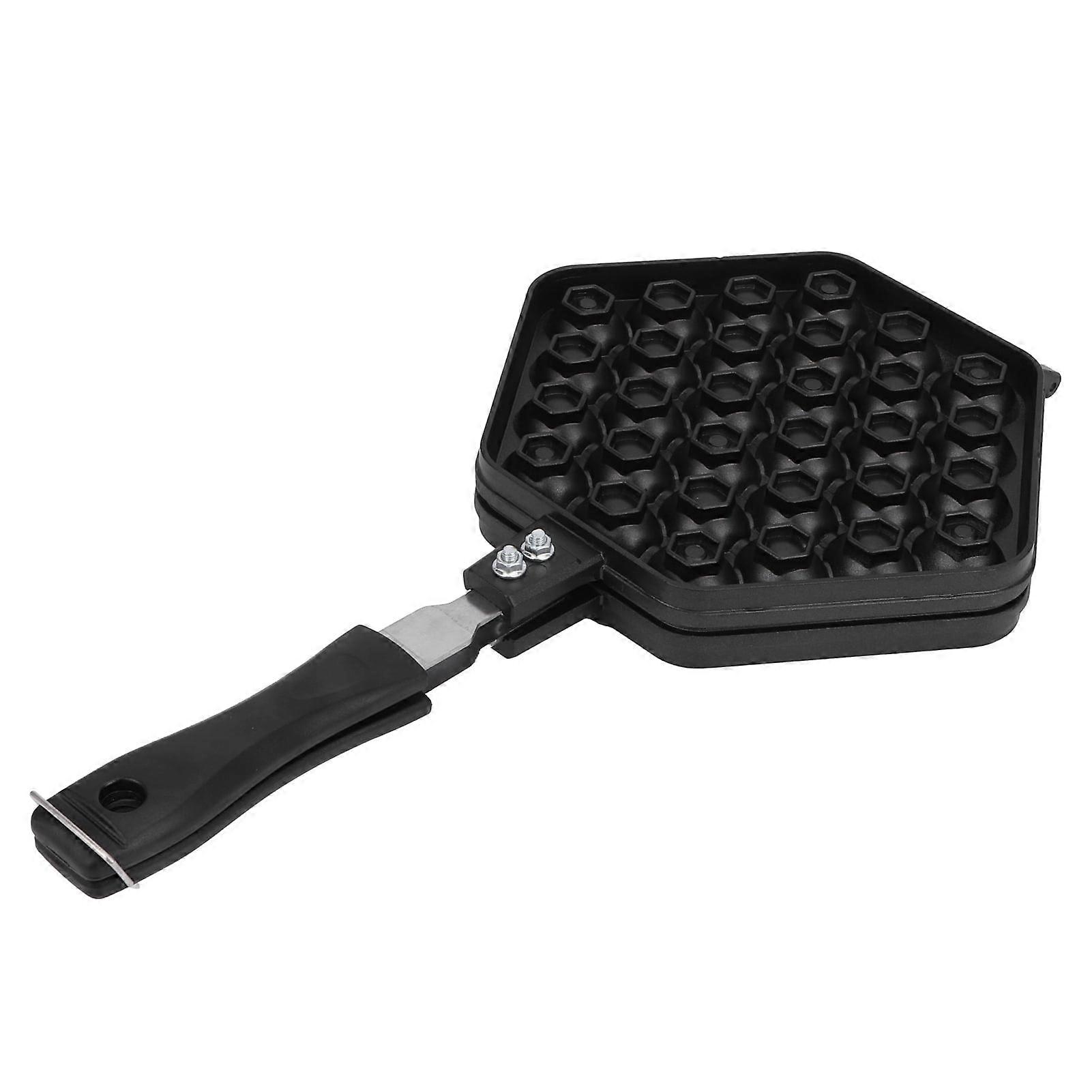 Bubble Waffle Maker Pan, Non-Stick Bubble Waffle Pan, Durable Waffle Pan, Practical Egg Leaf Dough Mould Pan with Handle for Gas Stove