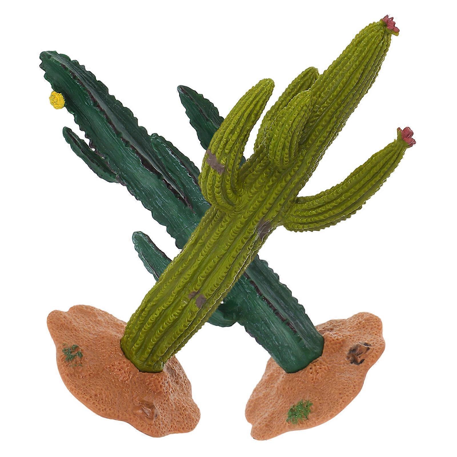 Cactus Decor Artificial Cactus Model for Home 2Pcs Green PVC Table Centerpiece