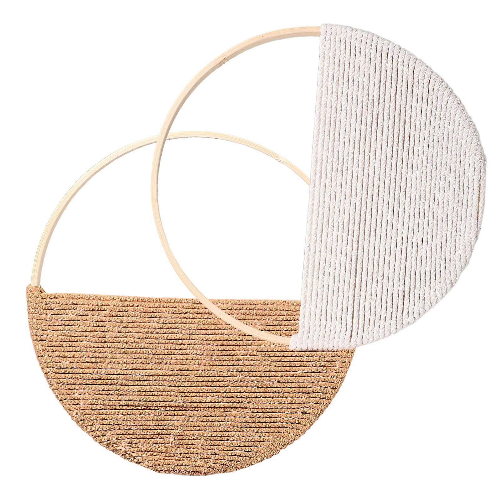 Decorative Rustic Bamboo Cotton Rope Wall Hanging Crafts for Office 2Pcs