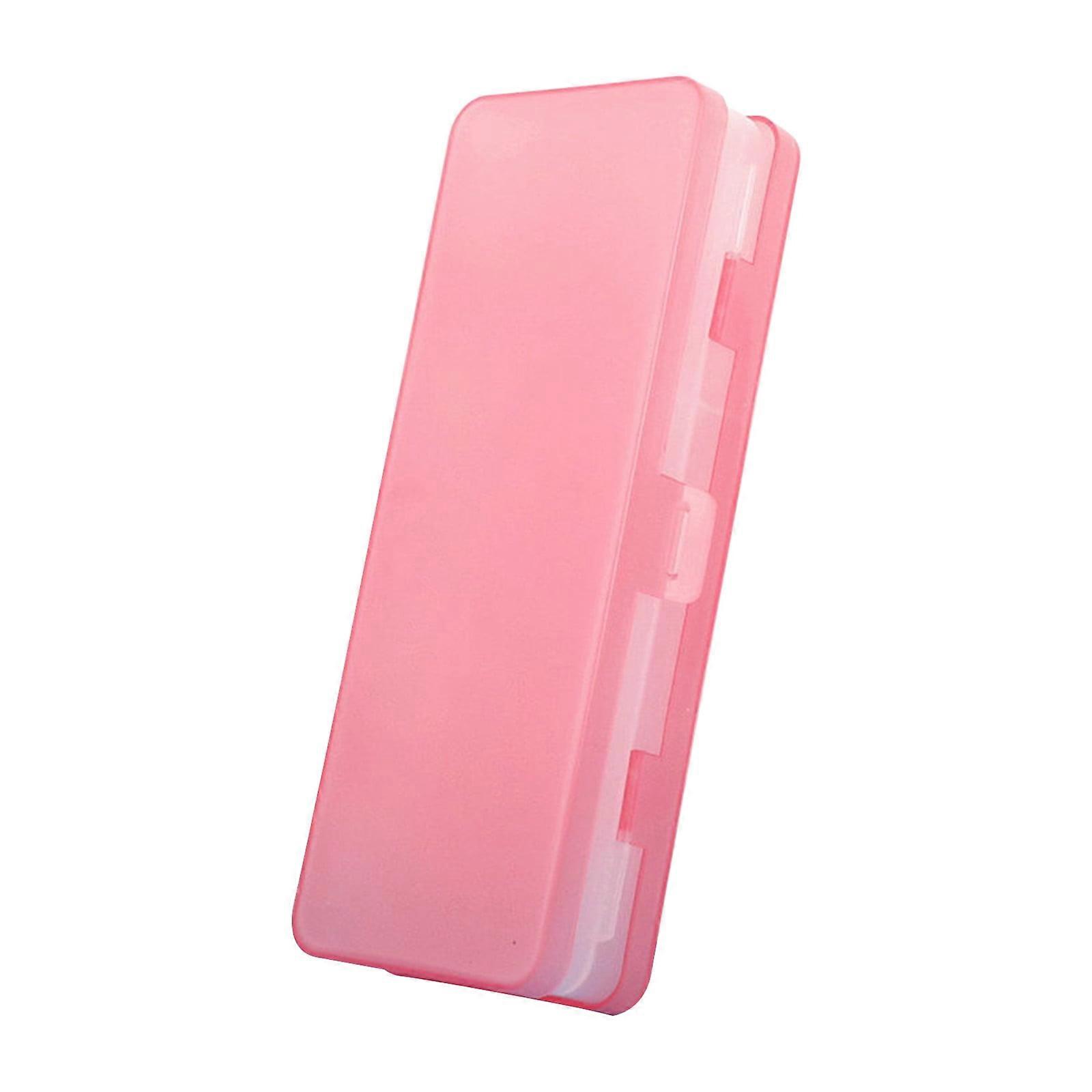 Ozmmyan Transparent Storage Box, Compatible with Pencil Case, Double-Layer, Large Capacity, Pink, for Students, Kids Study Organizer