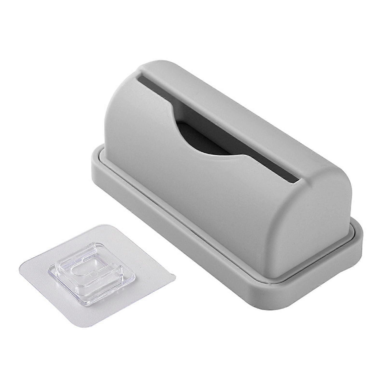 Trash Bag Dispenser Wall Mounted Garbage Bag Holder with Adhesive Kitchen Storage Organizer Grey