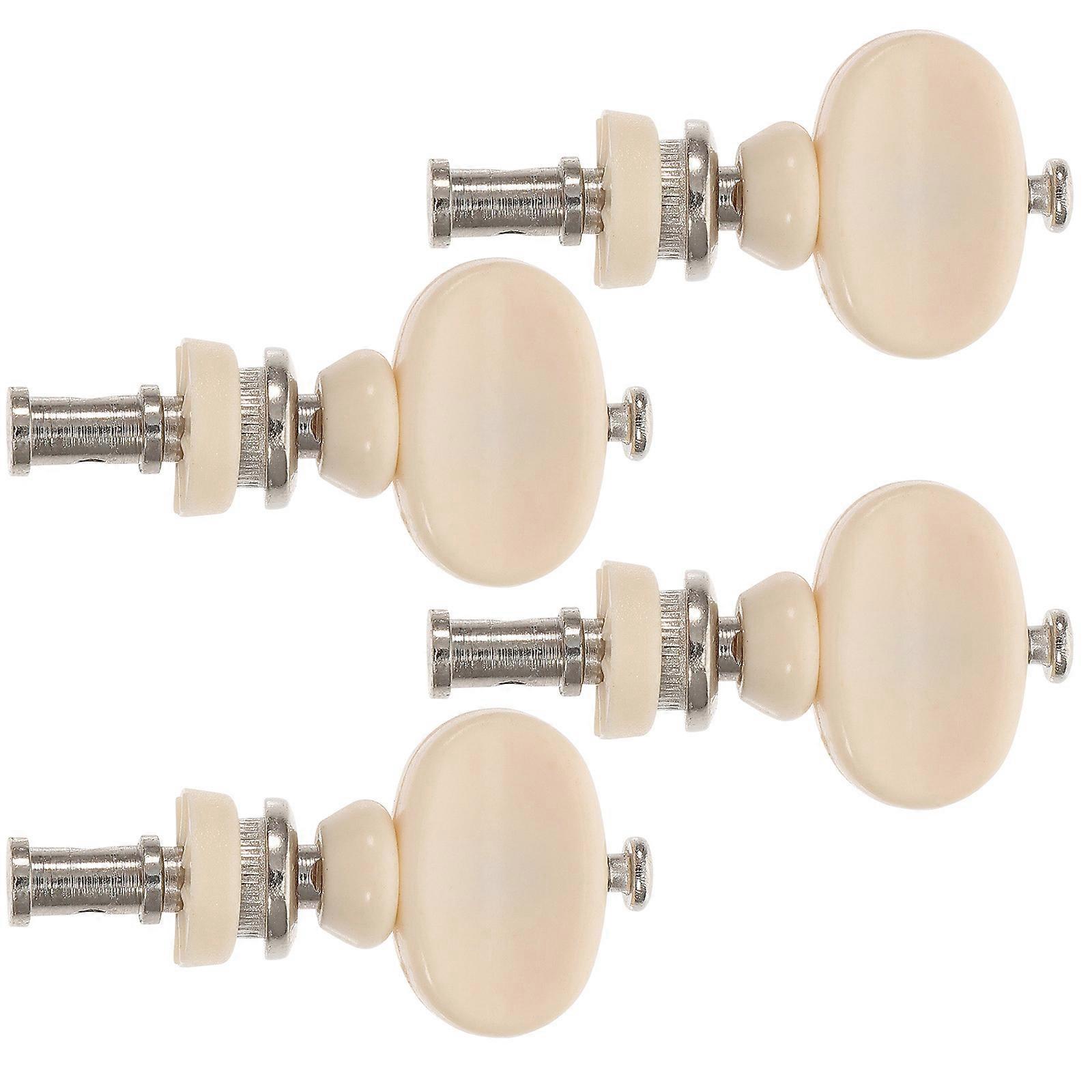 4pcs Ukulele String Tuning Pegs Machine Head Tuners Set Friction Parts White Plastic Button (Chromium White)