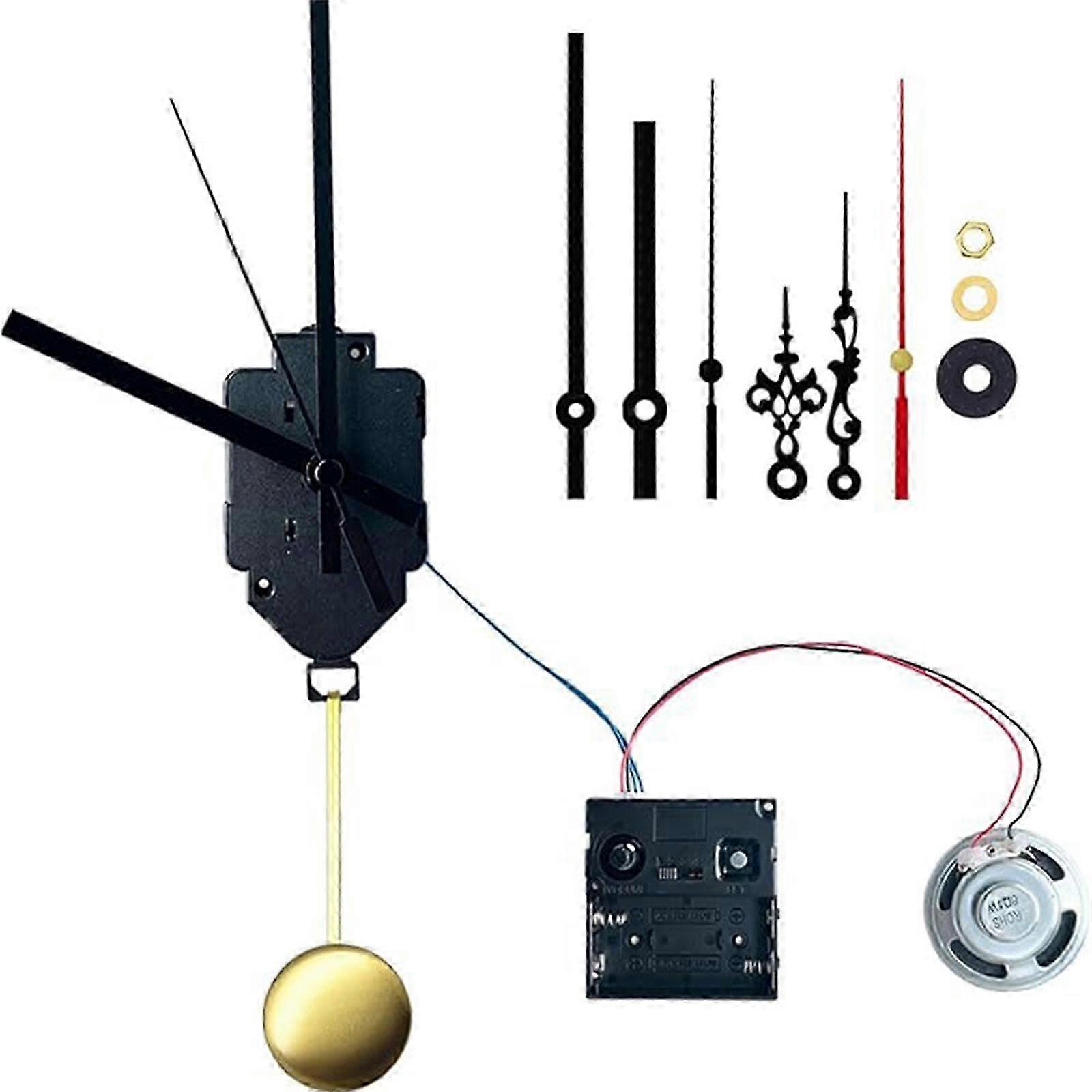 Durable Clock Movement Pendulum Clock Movement 9mm/16mm Shaft Length, Comes With 3 Hand Styles for Easy Clock Making