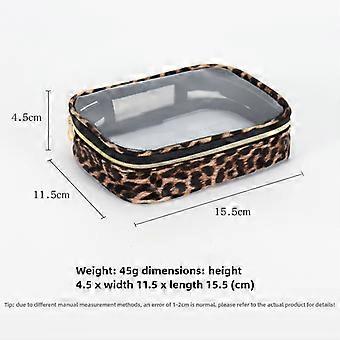 Leopard Print Clear Makeup Bag - Waterproof Large Capacity Travel Cosmetic Organizer with Zipper Leopard Cosmetic Makeup Bag