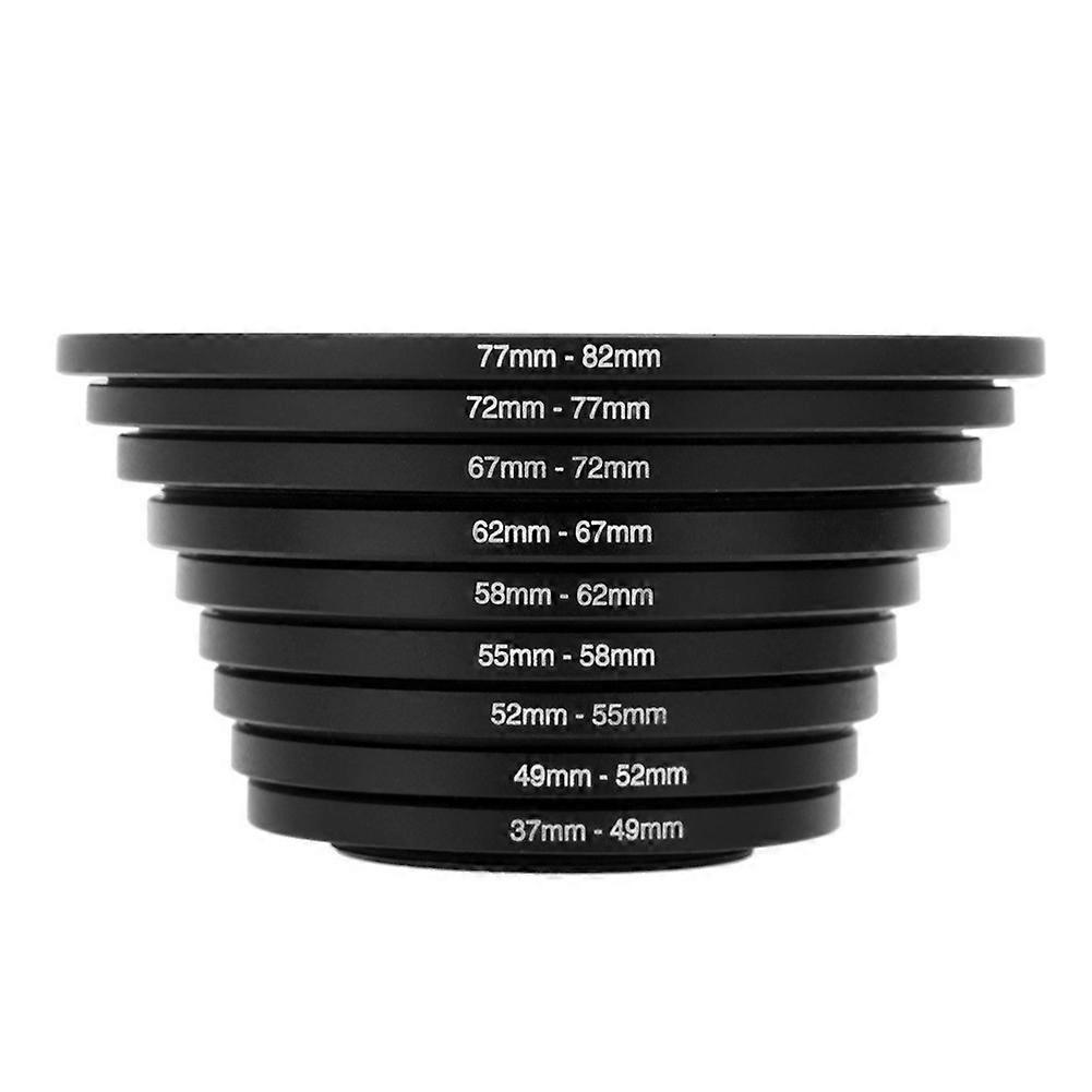 9Pieces Filter Ring Adapter Set Camera Lens Filter Metal Stepping Rings Kit 37-82mm DSLR Camera Lens Mount Set