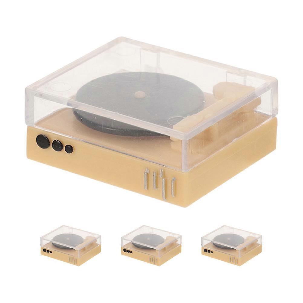 Mini Retro Record Player Cd Player Model for Decoration 4Pcs Dollhouse Furniture