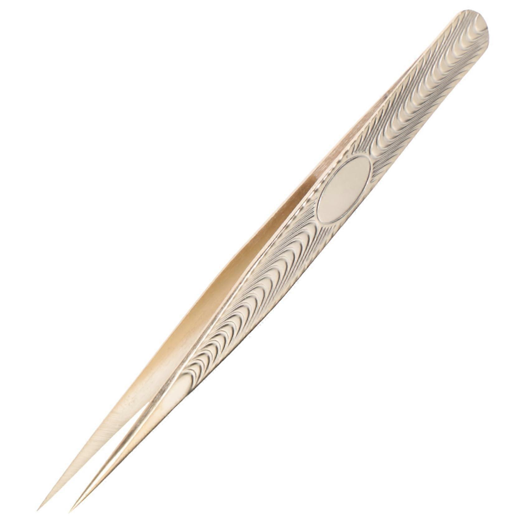 Stainless Steel Eyelash Tweezers with Precision Clamp and Ergonomic Grip for False Lash Application