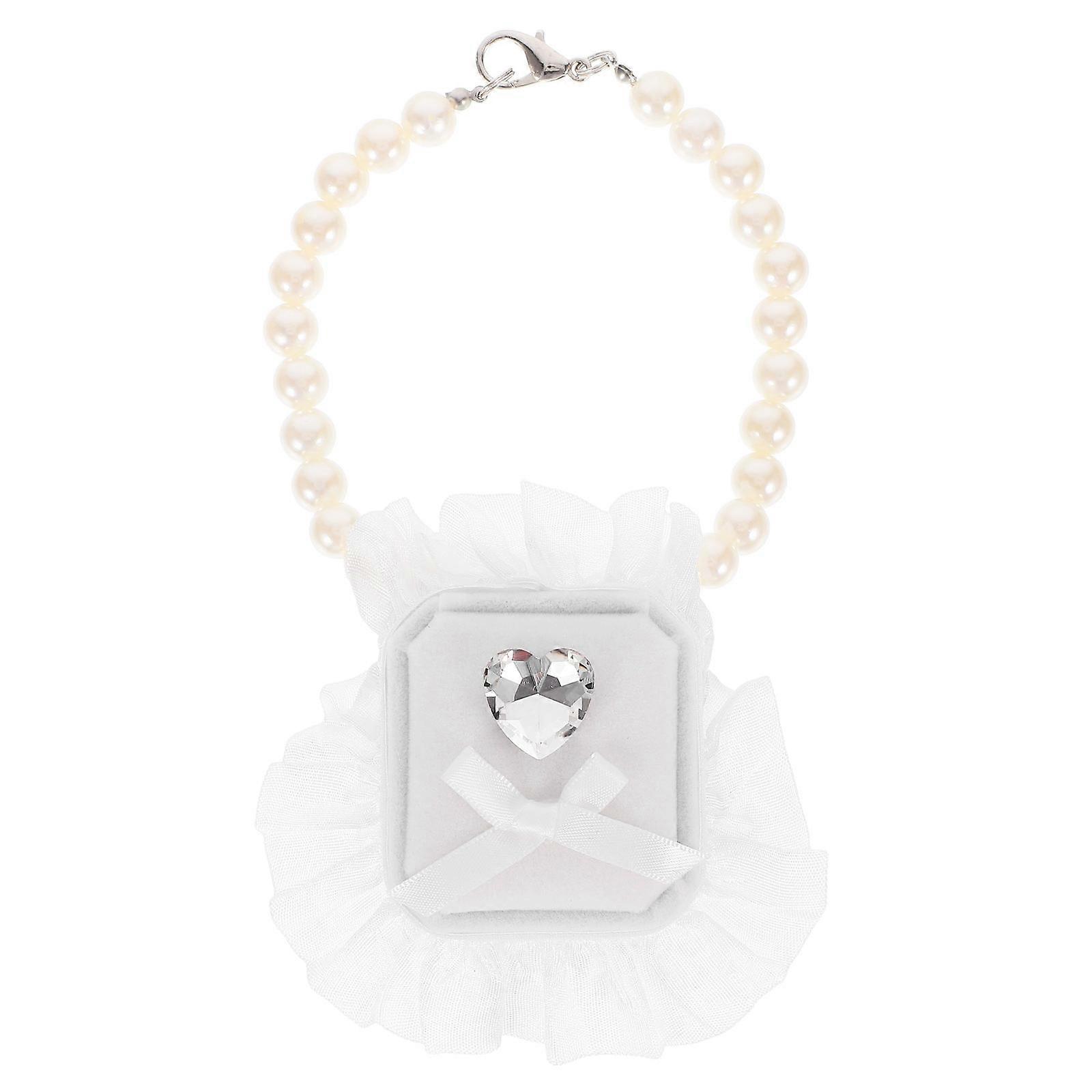 Dog Collar Ring Box for Wedding with White Pearl Ring Holder
