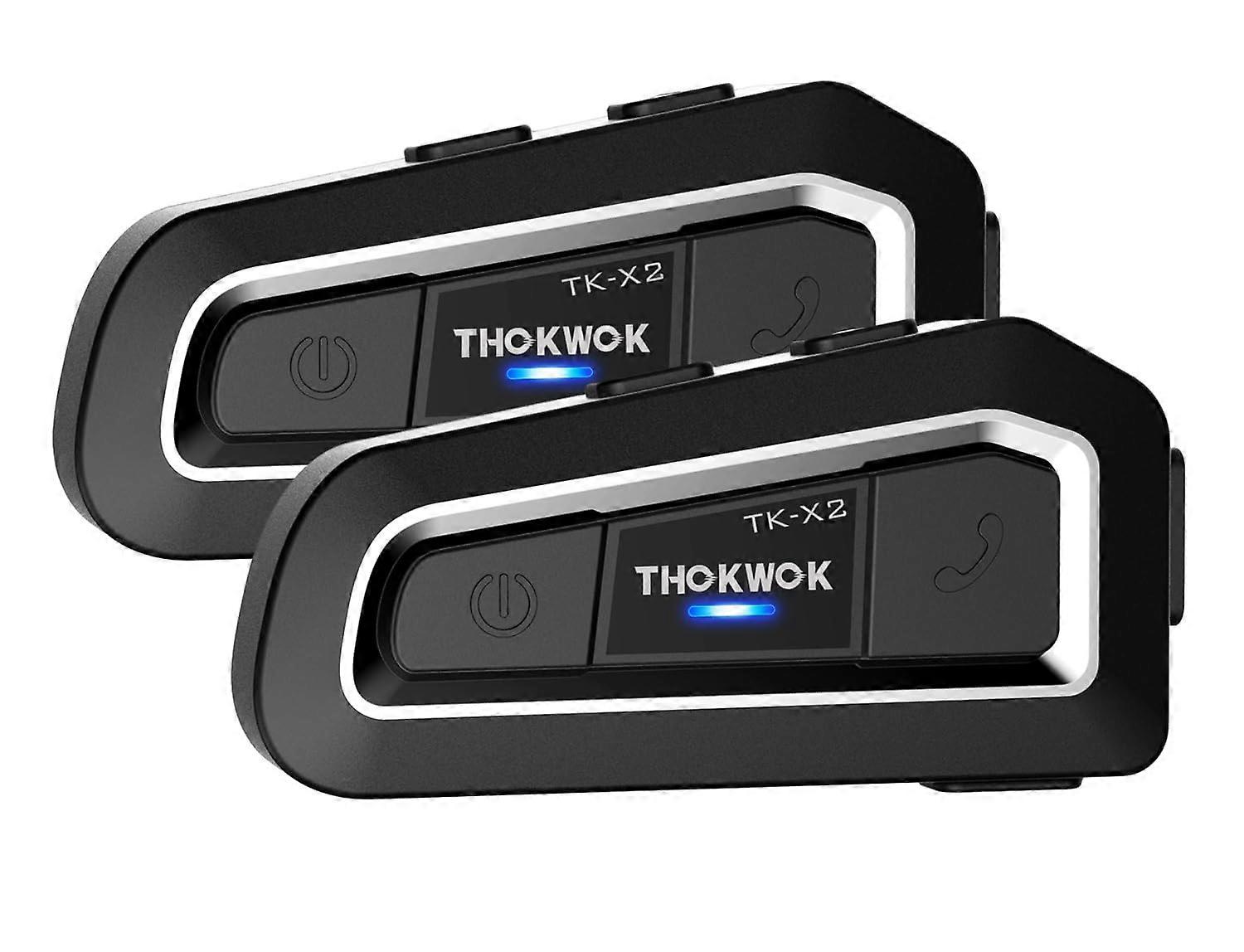 Motorcycle Bluetooth Headset for 3 Riders with Noise Cancellation, 1000m Intercom, FM Radio, Pack 2