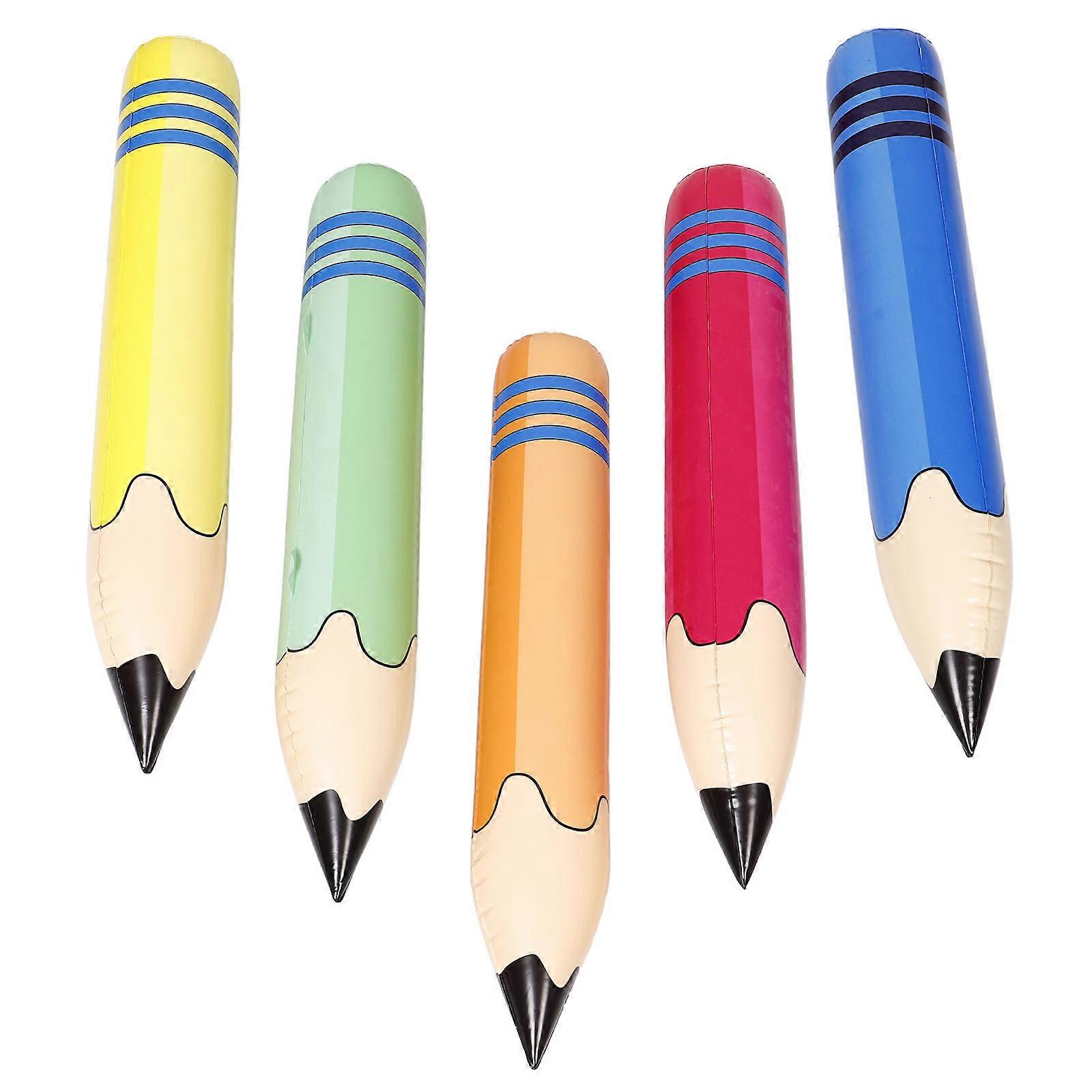 Party Use Inflatable Pencil Toy Jumbo 5Pcs Assorted Color PVC