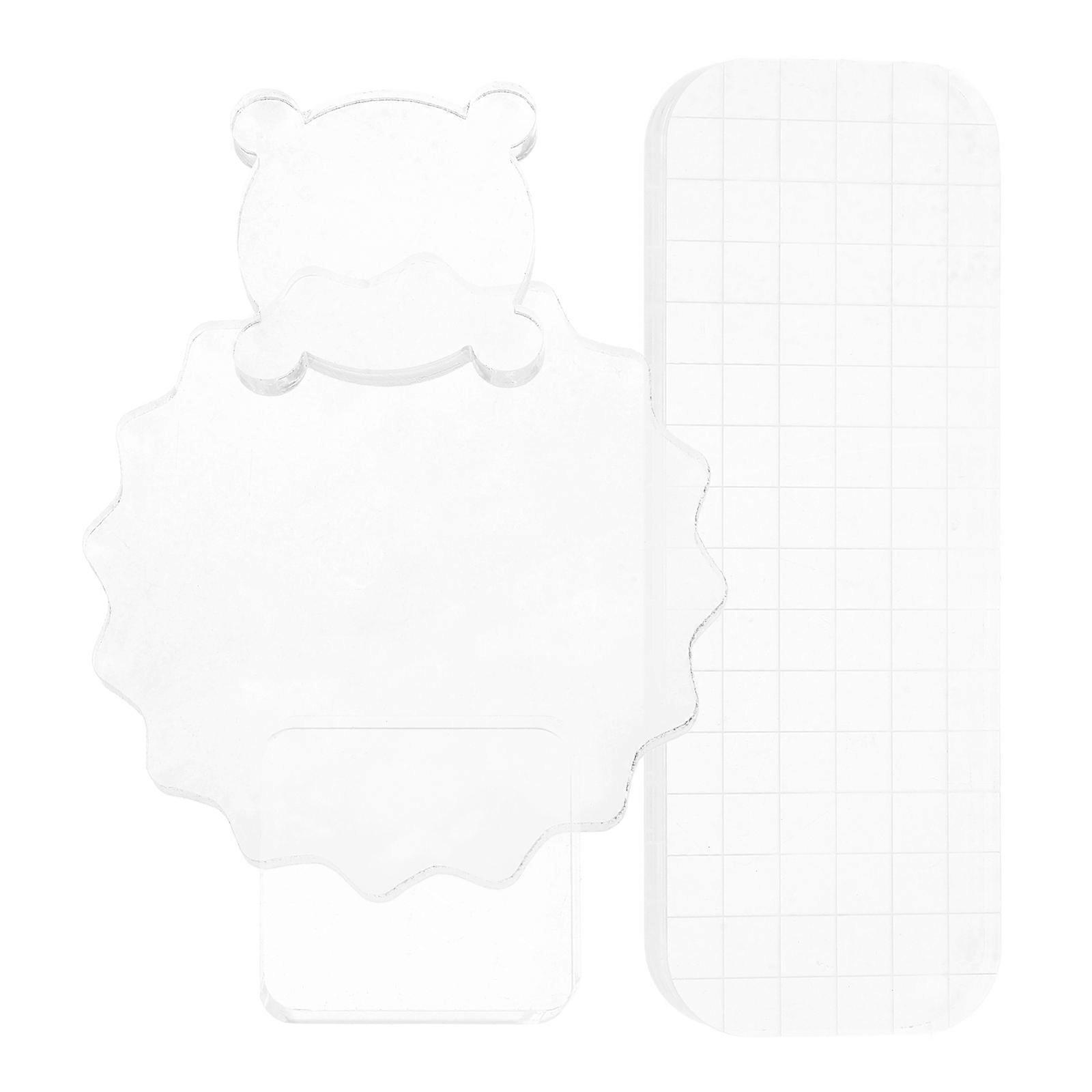 Acrylic Stamping Block for DIY Craft Use with Clear Grid Lines Transparent and Durable 4 Pieces