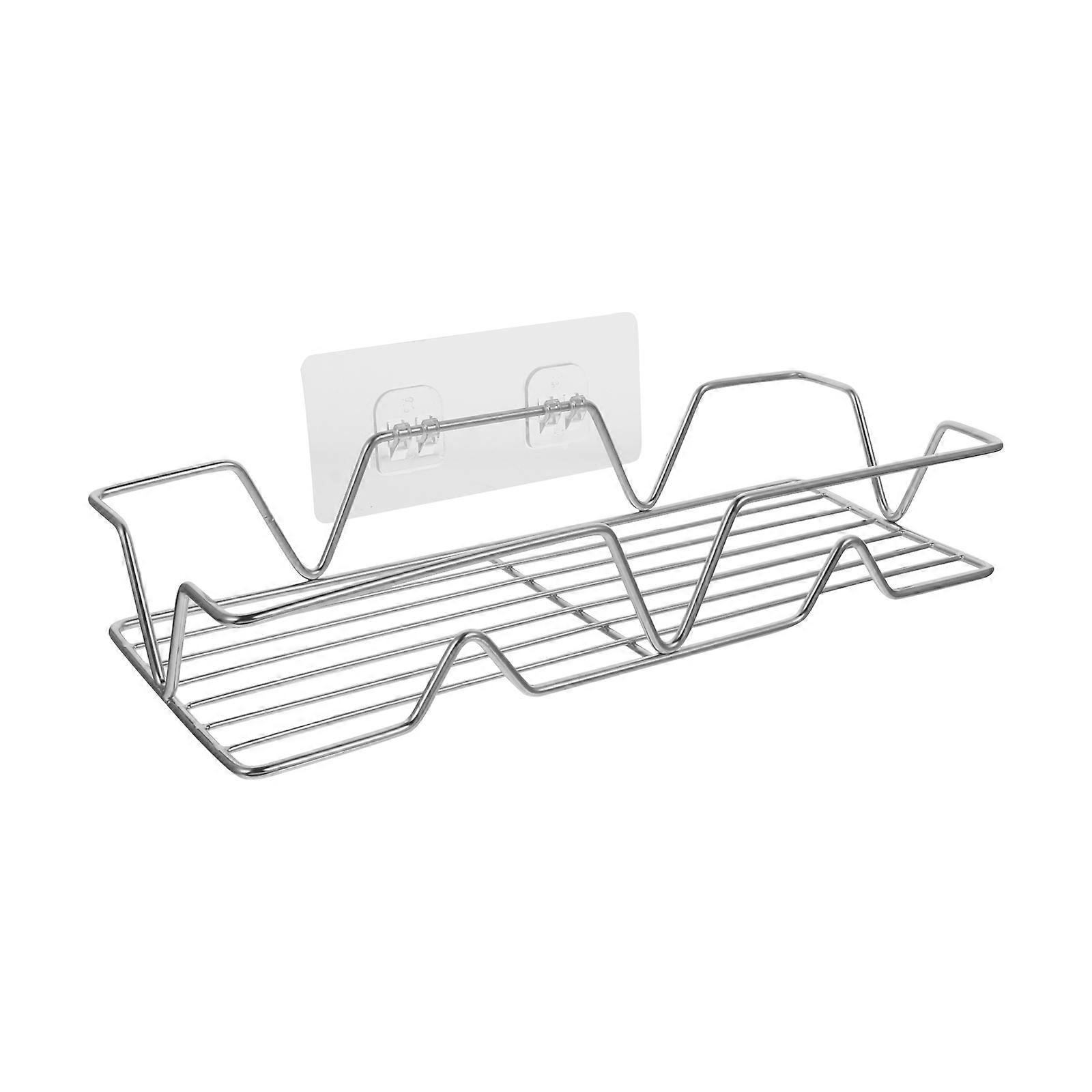 Bathroom Corner Shelf Hanging Storage Rack Traceless 3Pcs Silver