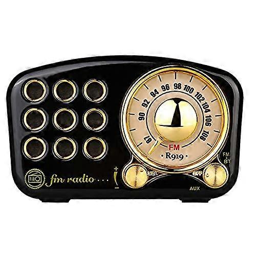 Retro Radio Speaker with FM, Rechargeable Battery and TF Card Slot, Old Fashioned Black